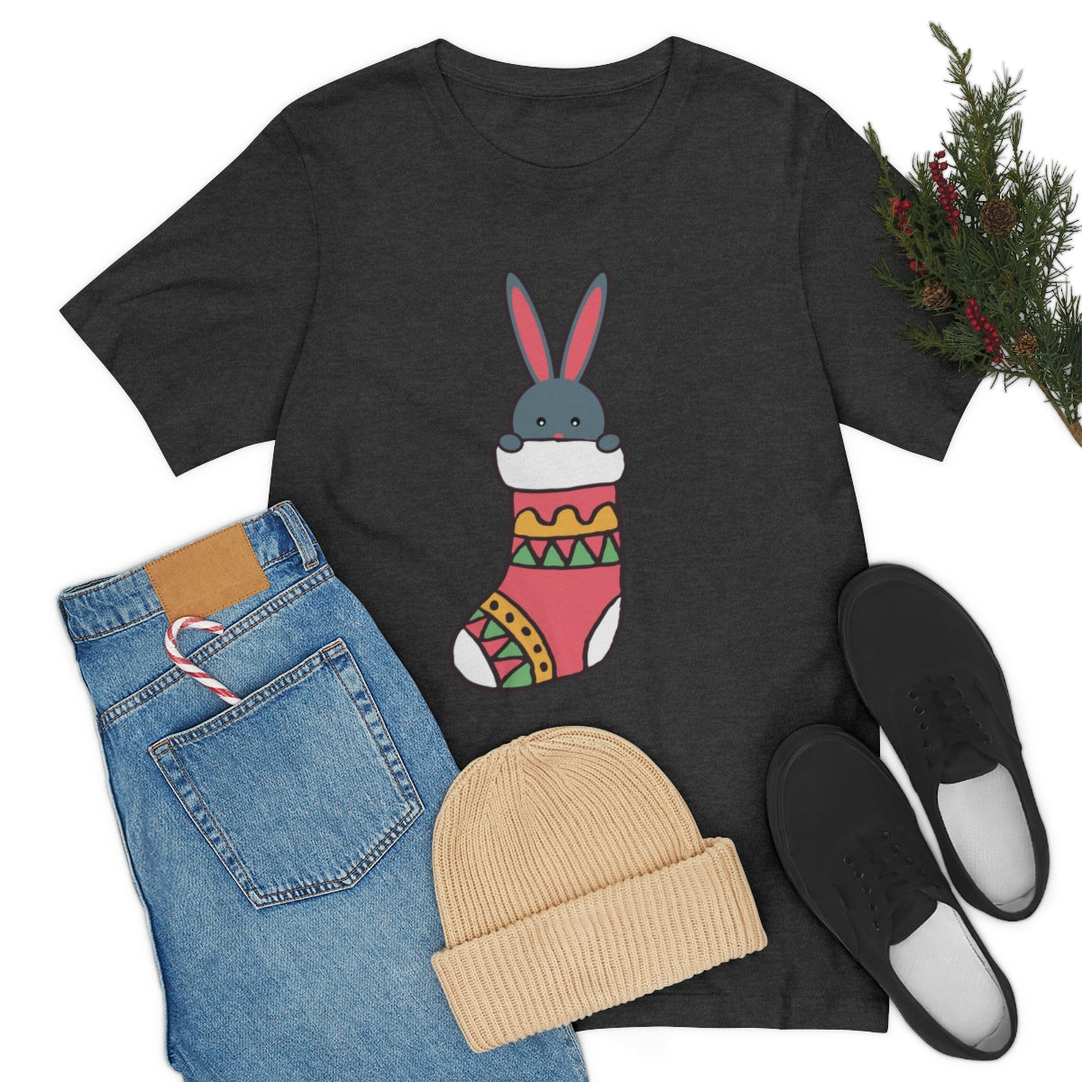 Happy New Year Bunny Christmas Gift Unisex Jersey Short Sleeve T-Shirt Ichaku [Perfect Gifts Selection]