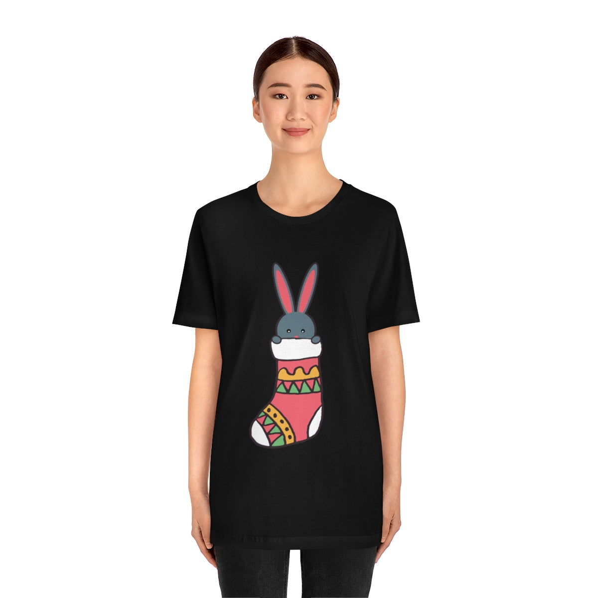 Happy New Year Bunny Christmas Gift Unisex Jersey Short Sleeve T-Shirt Ichaku [Perfect Gifts Selection]