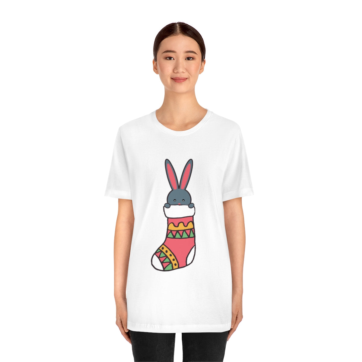 Happy New Year Bunny Christmas Gift Unisex Jersey Short Sleeve T-Shirt Ichaku [Perfect Gifts Selection]