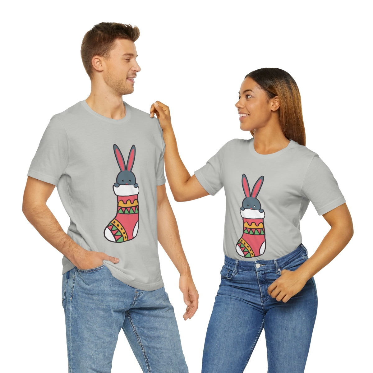 Happy New Year Bunny Christmas Gift Unisex Jersey Short Sleeve T-Shirt Ichaku [Perfect Gifts Selection]