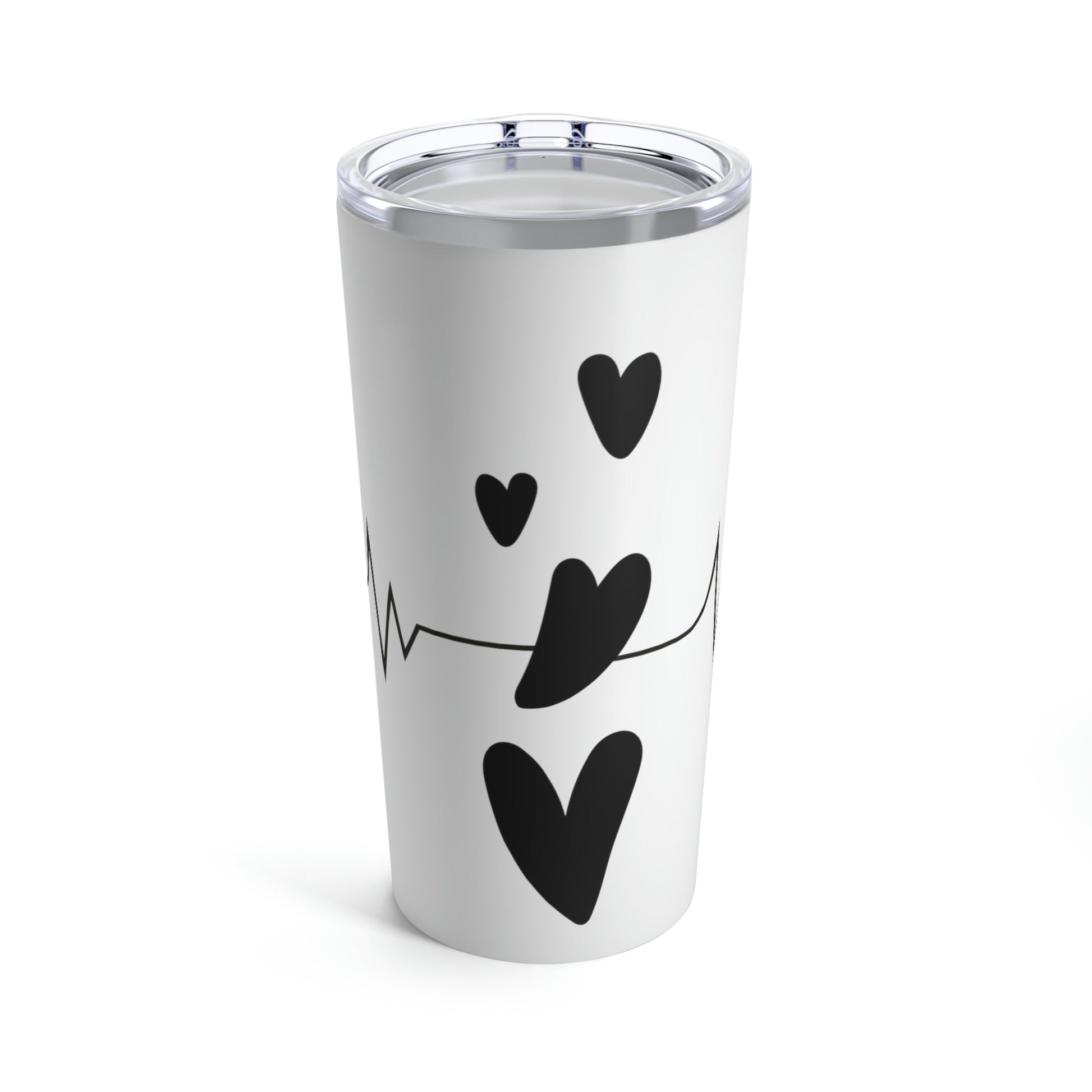 Heartbeat in Love Romantic Heart Stainless Steel Hot or Cold Vacuum Tumbler 20oz Ichaku [Perfect Gifts Selection]