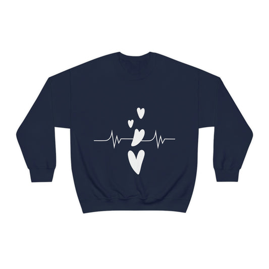 Heartbeat in Love Romantic Heart Unisex Heavy Blend™ Crewneck Sweatshirt Ichaku [Perfect Gifts Selection]