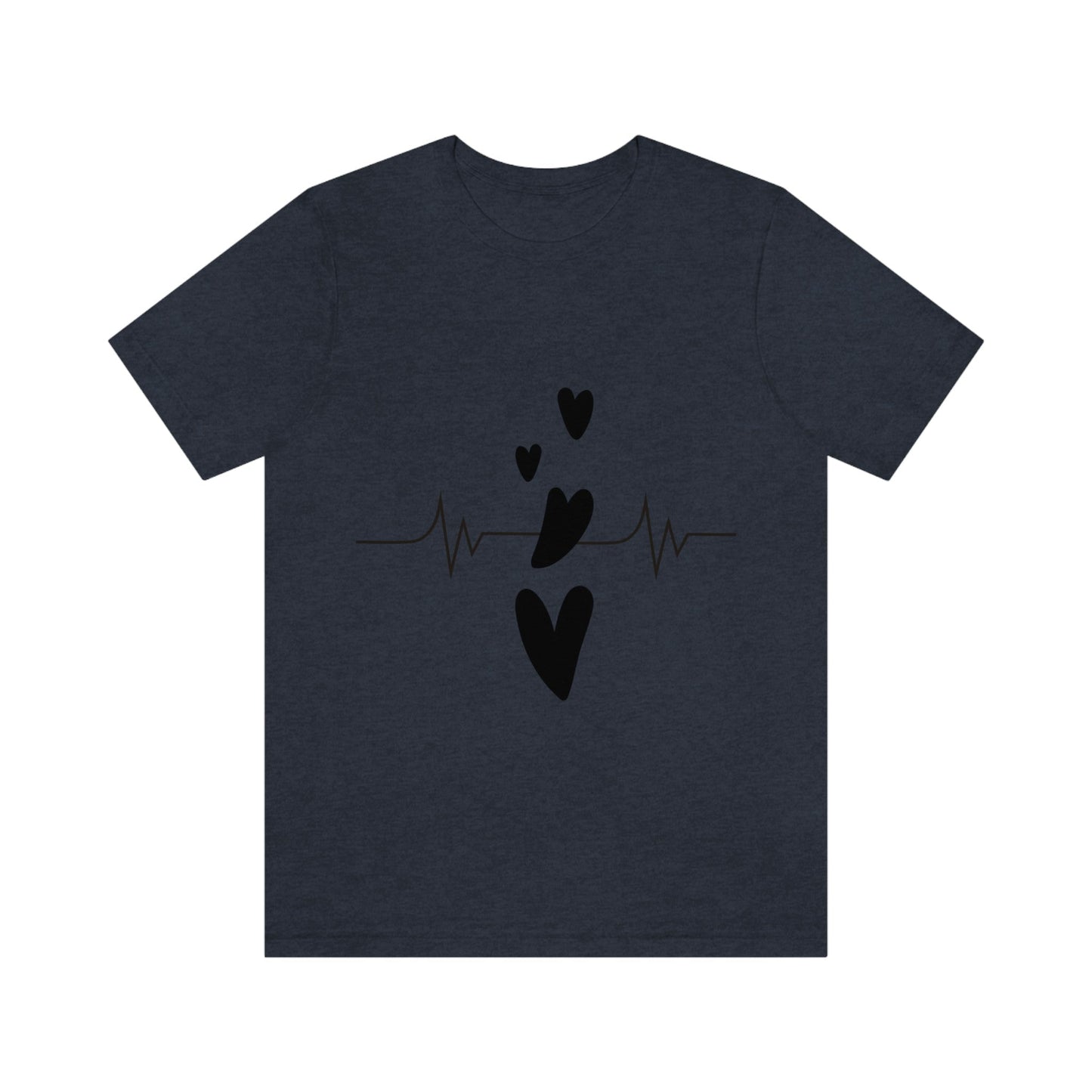 Heartbeat in Love Romantic Heart Unisex Jersey Short Sleeve T-Shirt Ichaku [Perfect Gifts Selection]