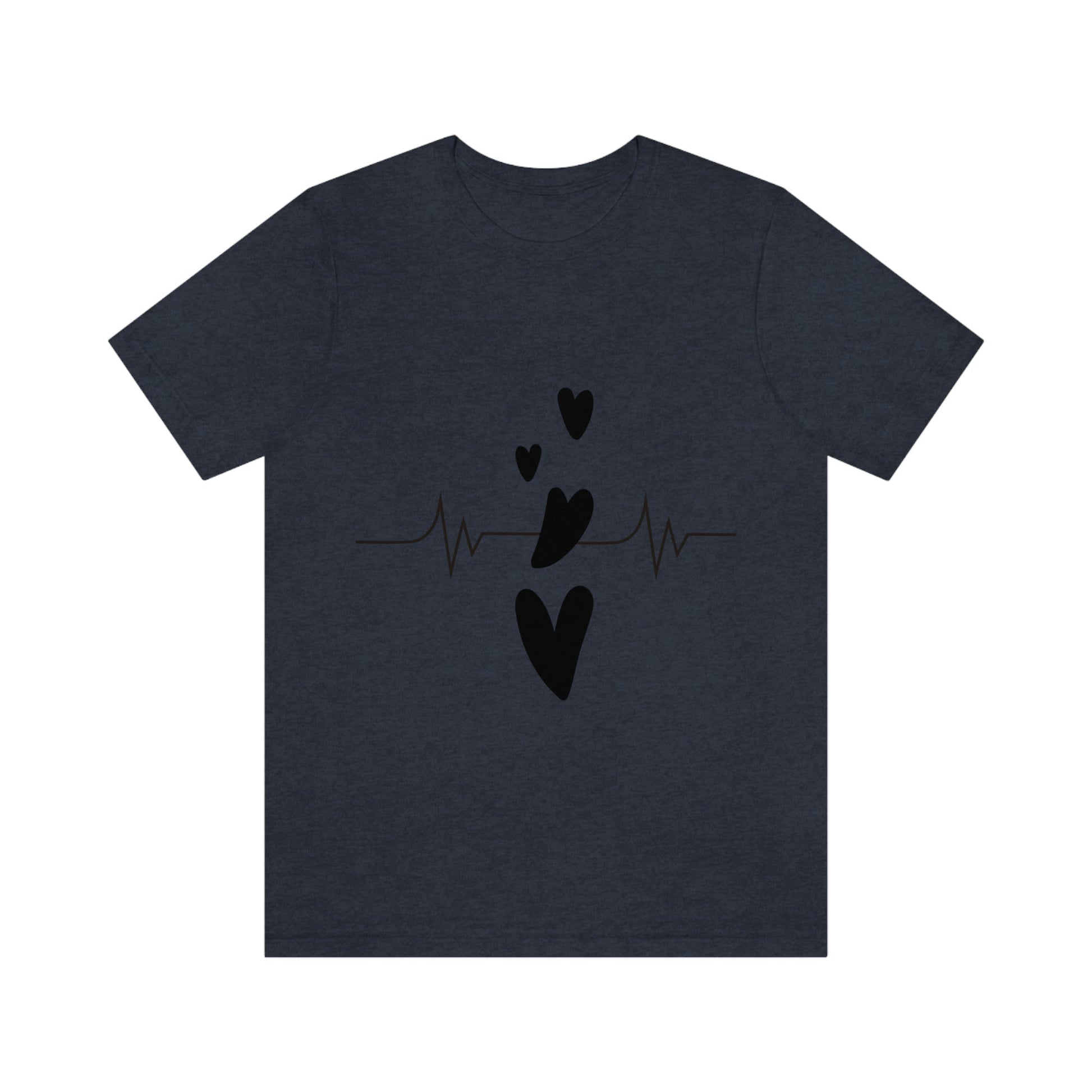 Heartbeat in Love Romantic Heart Unisex Jersey Short Sleeve T-Shirt Ichaku [Perfect Gifts Selection]