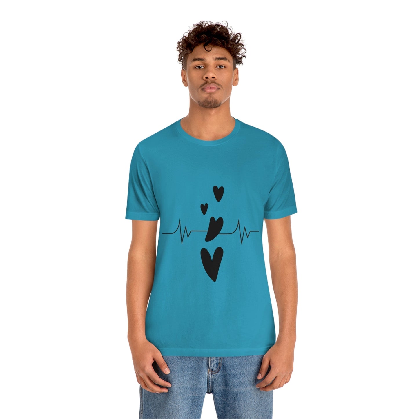 Heartbeat in Love Romantic Heart Unisex Jersey Short Sleeve T-Shirt Ichaku [Perfect Gifts Selection]