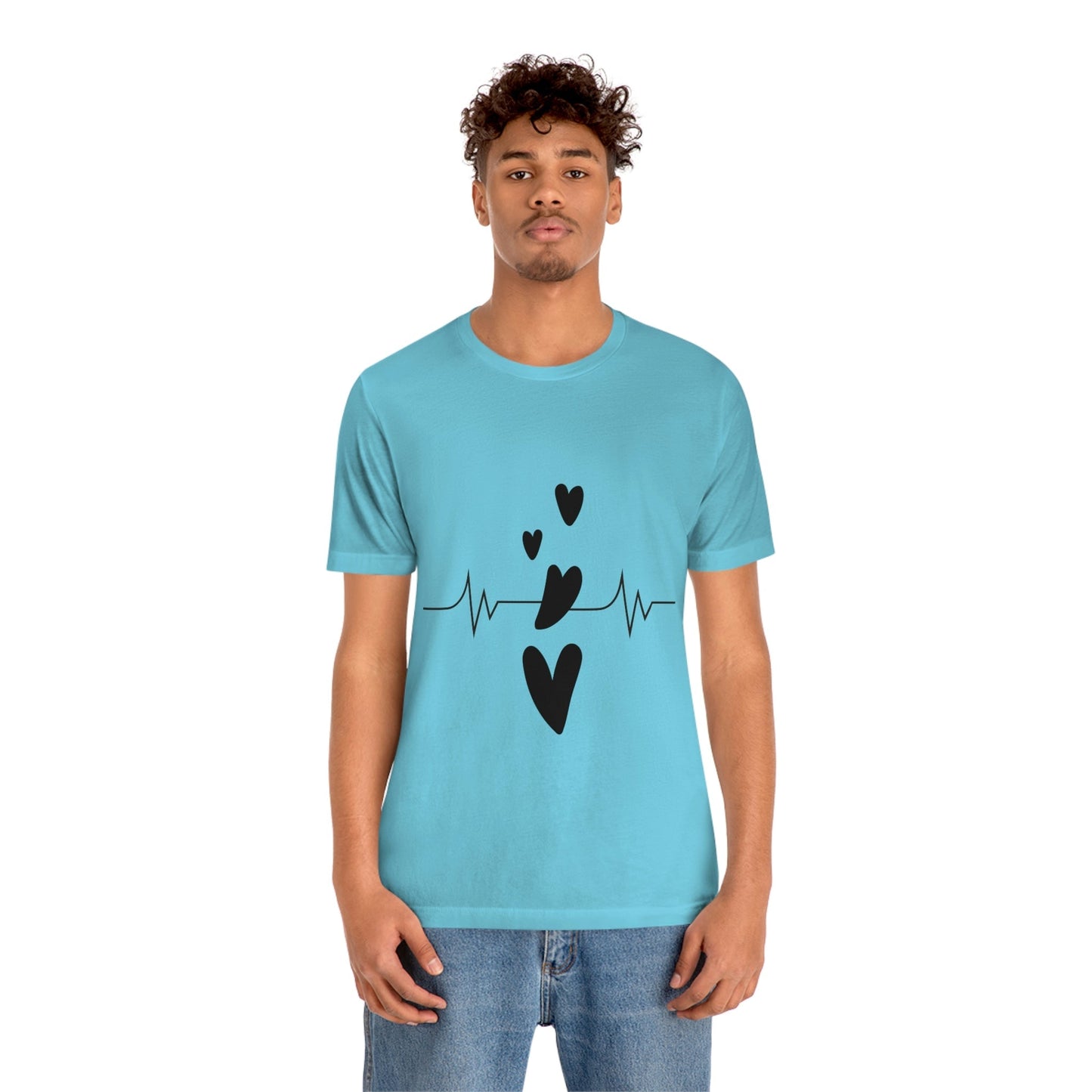 Heartbeat in Love Romantic Heart Unisex Jersey Short Sleeve T-Shirt Ichaku [Perfect Gifts Selection]