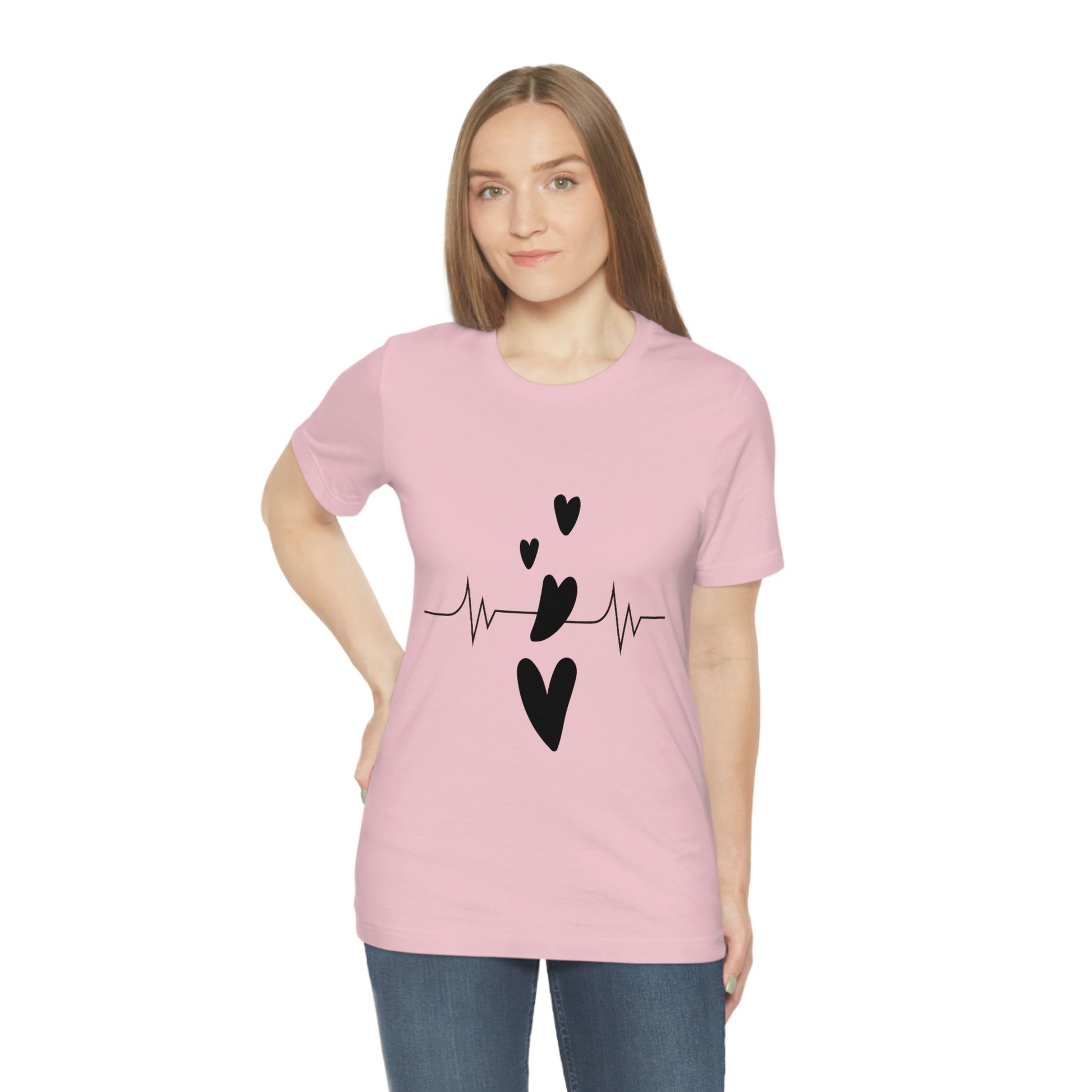 Heartbeat in Love Romantic Heart Unisex Jersey Short Sleeve T-Shirt Ichaku [Perfect Gifts Selection]