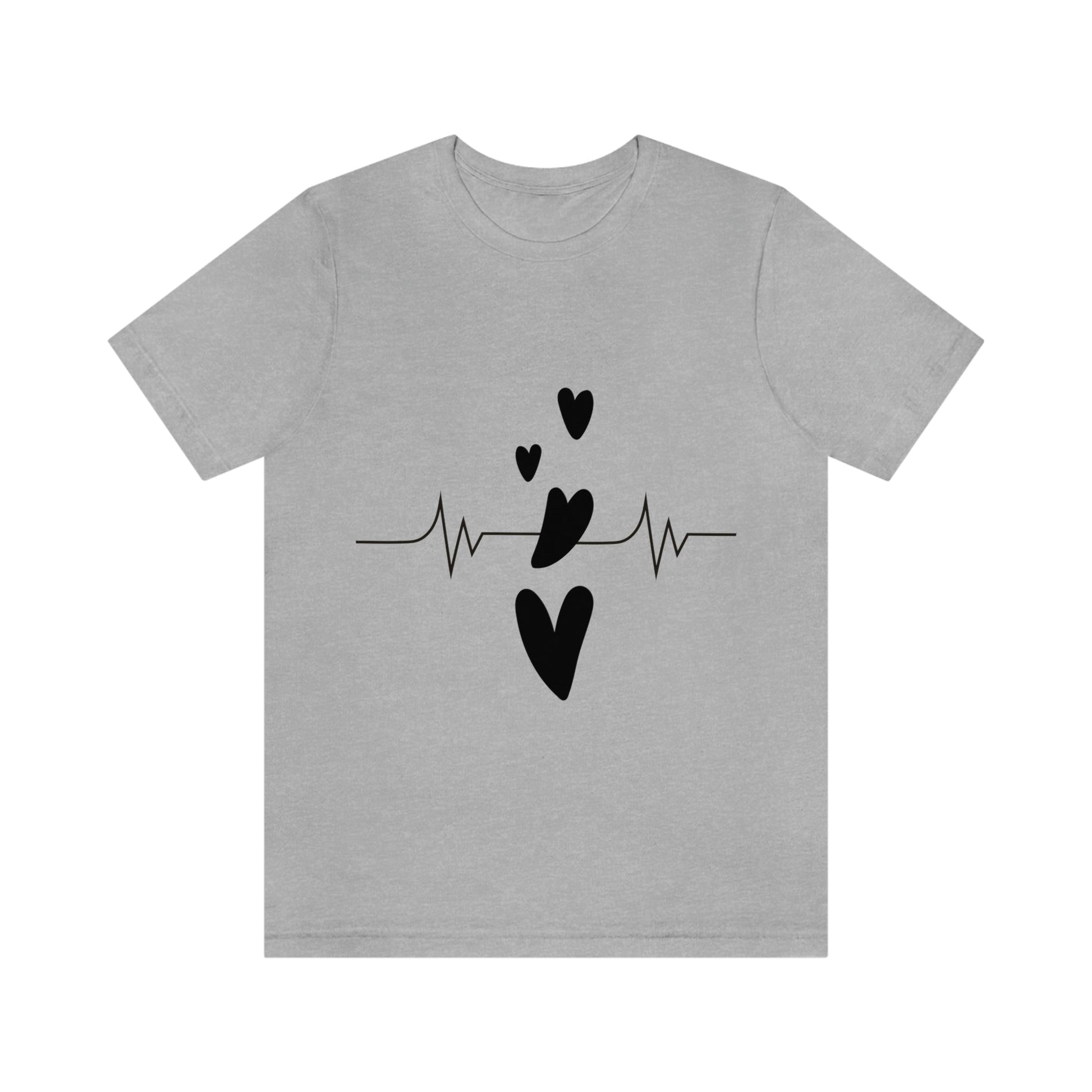 Heartbeat in Love Romantic Heart Unisex Jersey Short Sleeve T-Shirt Ichaku [Perfect Gifts Selection]