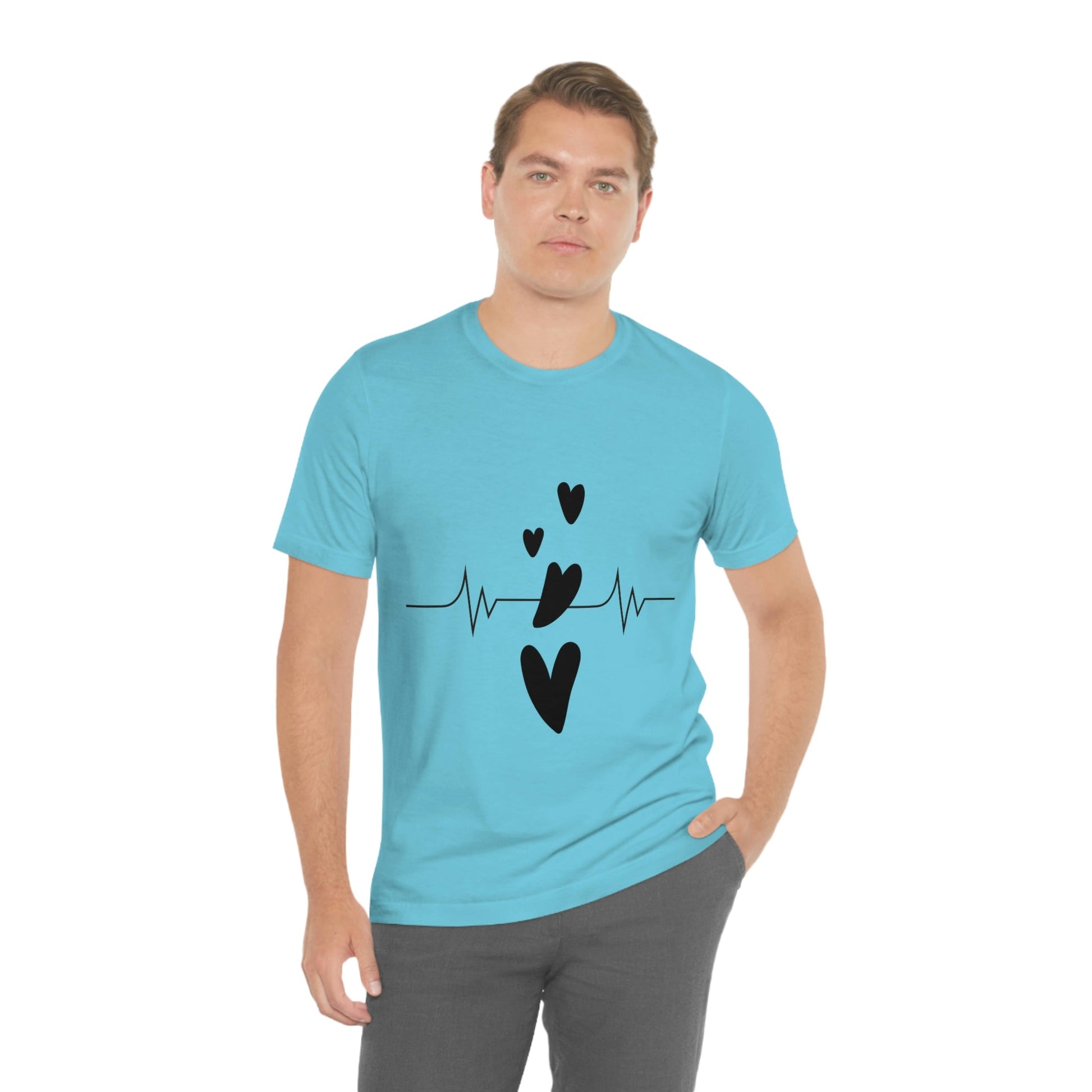 Heartbeat in Love Romantic Heart Unisex Jersey Short Sleeve T-Shirt Ichaku [Perfect Gifts Selection]