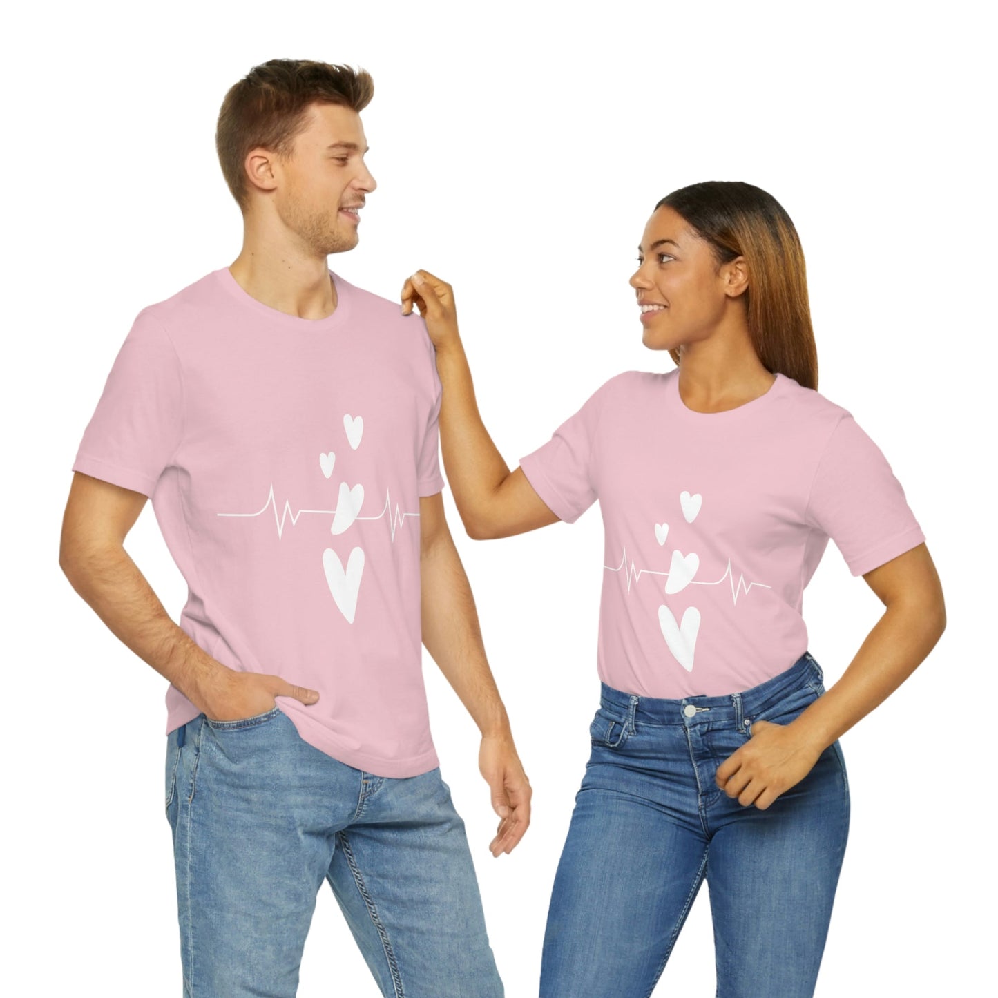 Heartbeat in Love Romantic Heart Unisex Jersey Short Sleeve T-Shirt Ichaku [Perfect Gifts Selection]