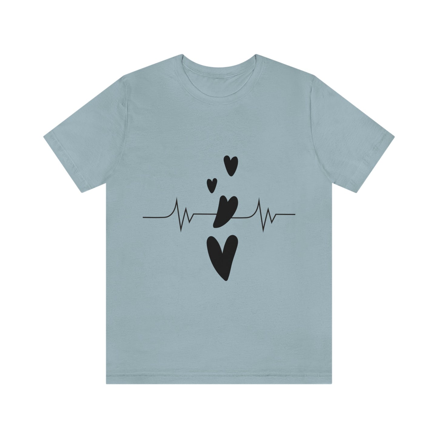 Heartbeat in Love Romantic Heart Unisex Jersey Short Sleeve T-Shirt Ichaku [Perfect Gifts Selection]