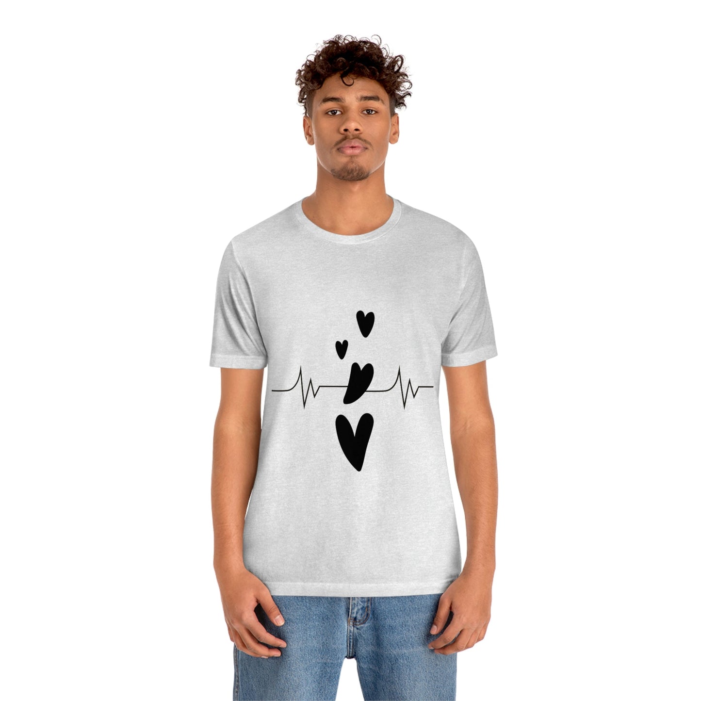 Heartbeat in Love Romantic Heart Unisex Jersey Short Sleeve T-Shirt Ichaku [Perfect Gifts Selection]