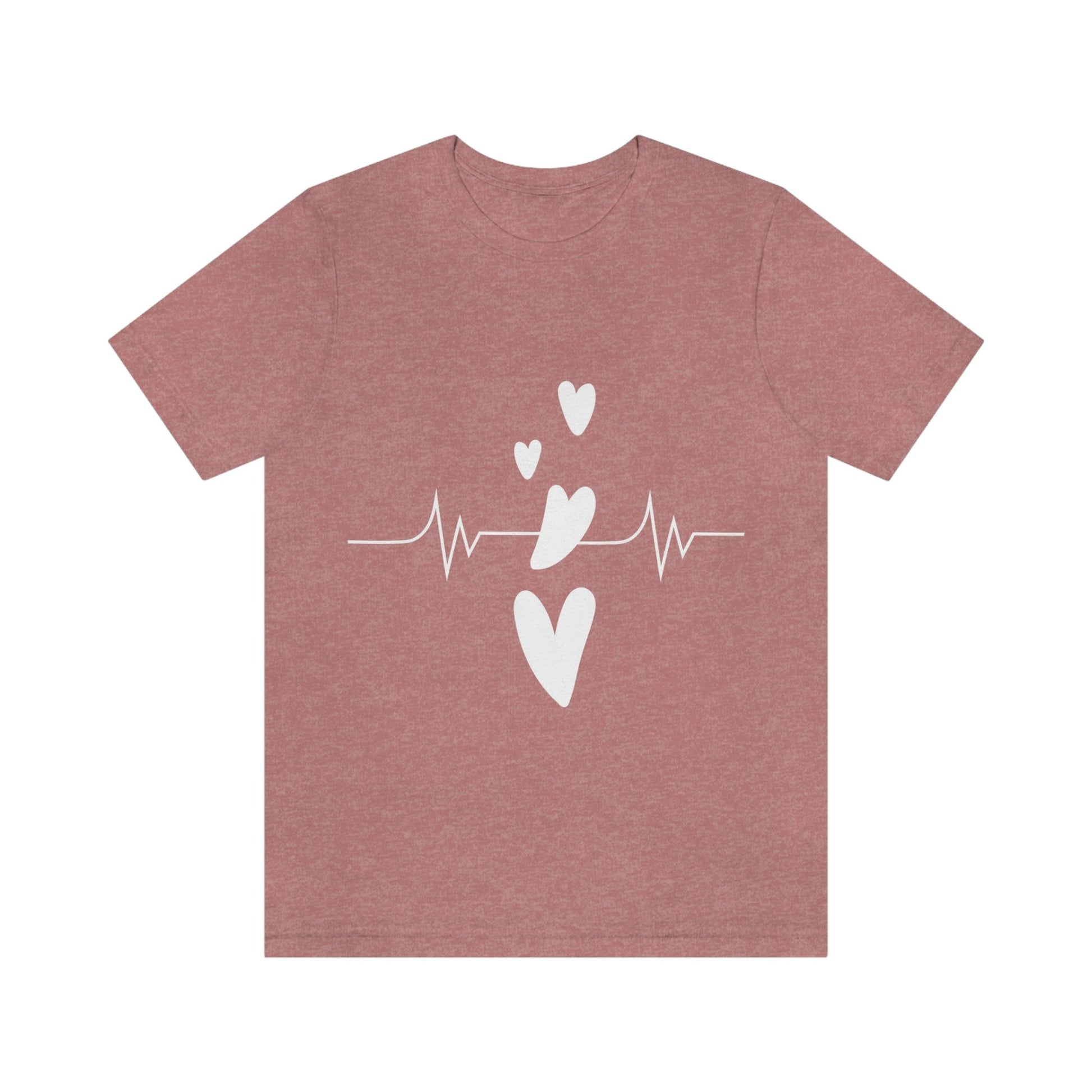 Heartbeat in Love Romantic Heart Unisex Jersey Short Sleeve T-Shirt Ichaku [Perfect Gifts Selection]