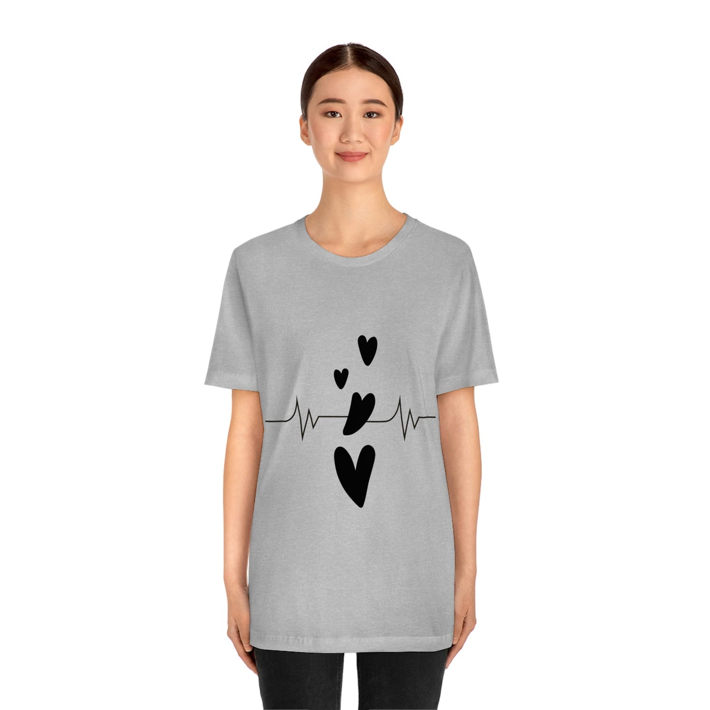 Heartbeat in Love Romantic Heart Unisex Jersey Short Sleeve T-Shirt Ichaku [Perfect Gifts Selection]