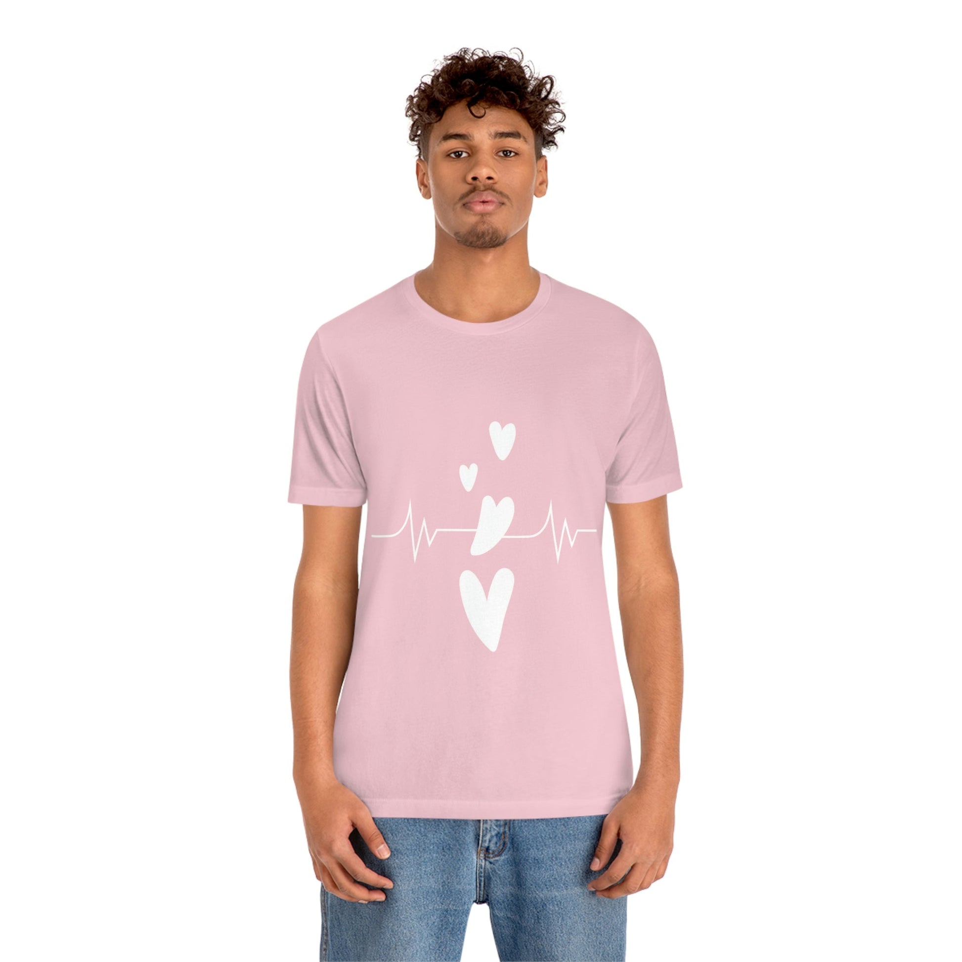 Heartbeat in Love Romantic Heart Unisex Jersey Short Sleeve T-Shirt Ichaku [Perfect Gifts Selection]