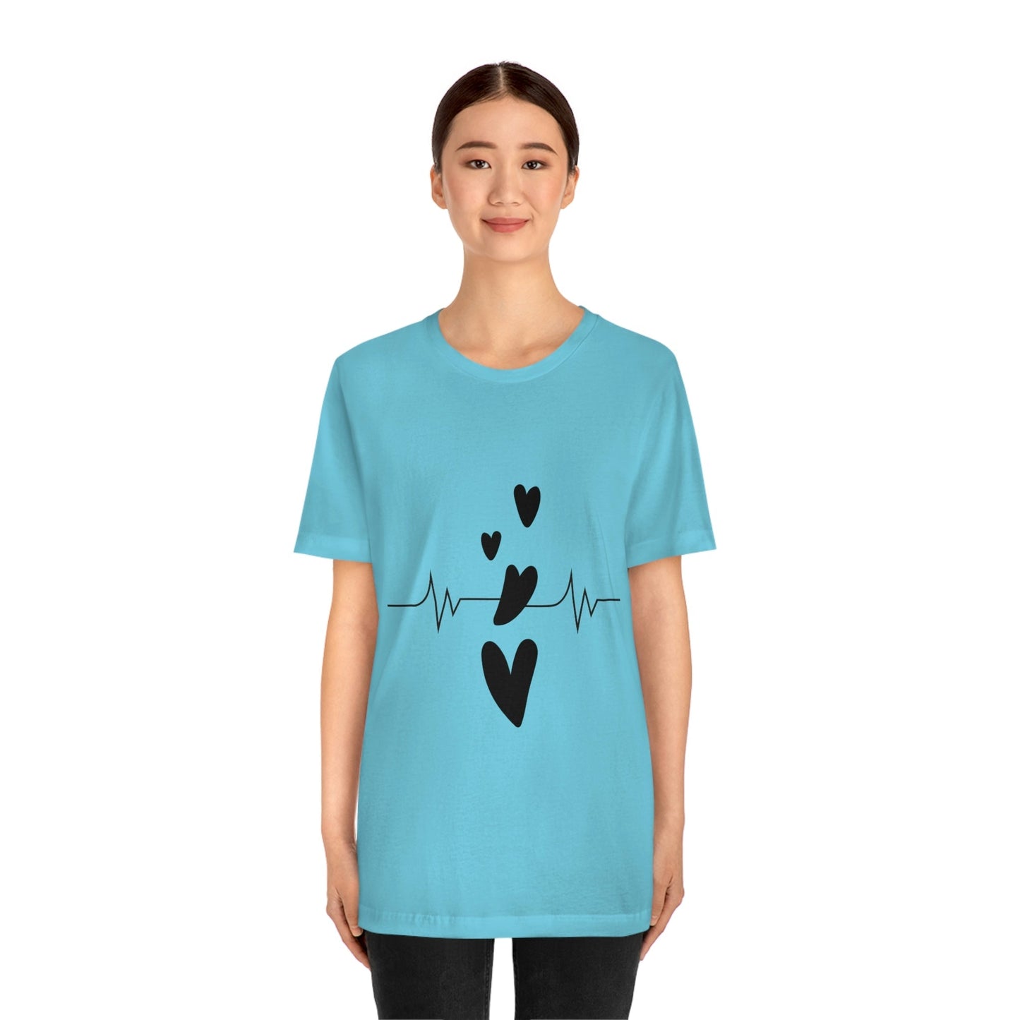 Heartbeat in Love Romantic Heart Unisex Jersey Short Sleeve T-Shirt Ichaku [Perfect Gifts Selection]