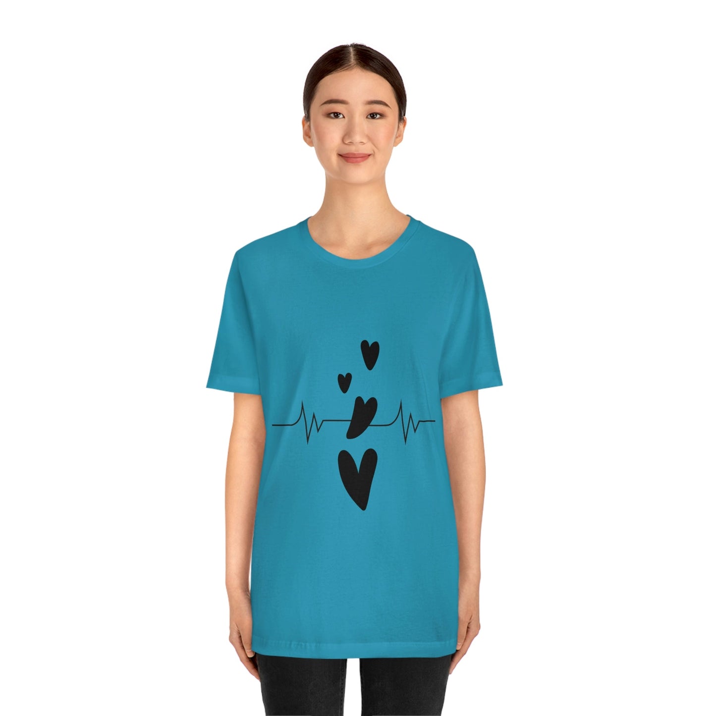 Heartbeat in Love Romantic Heart Unisex Jersey Short Sleeve T-Shirt Ichaku [Perfect Gifts Selection]