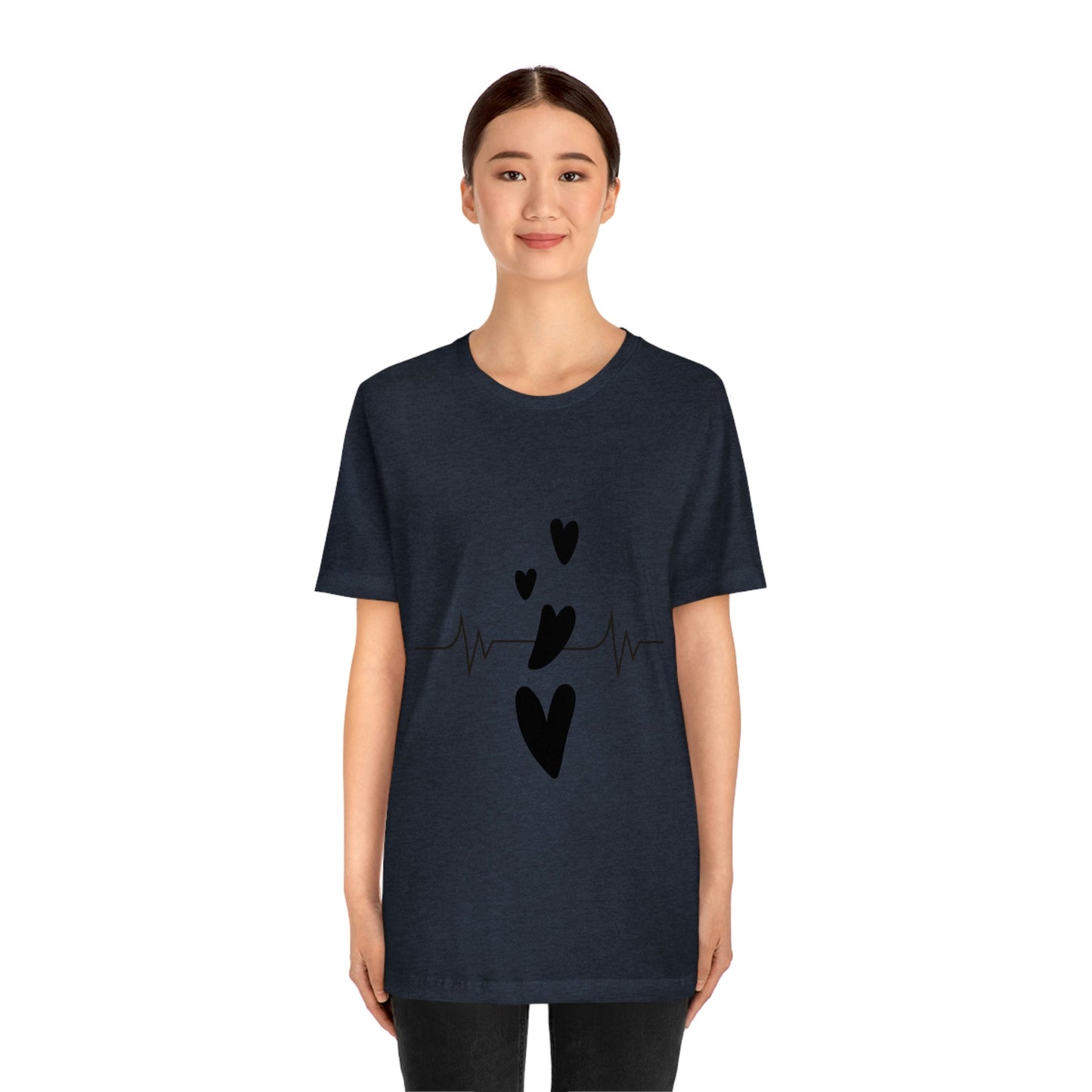 Heartbeat in Love Romantic Heart Unisex Jersey Short Sleeve T-Shirt Ichaku [Perfect Gifts Selection]