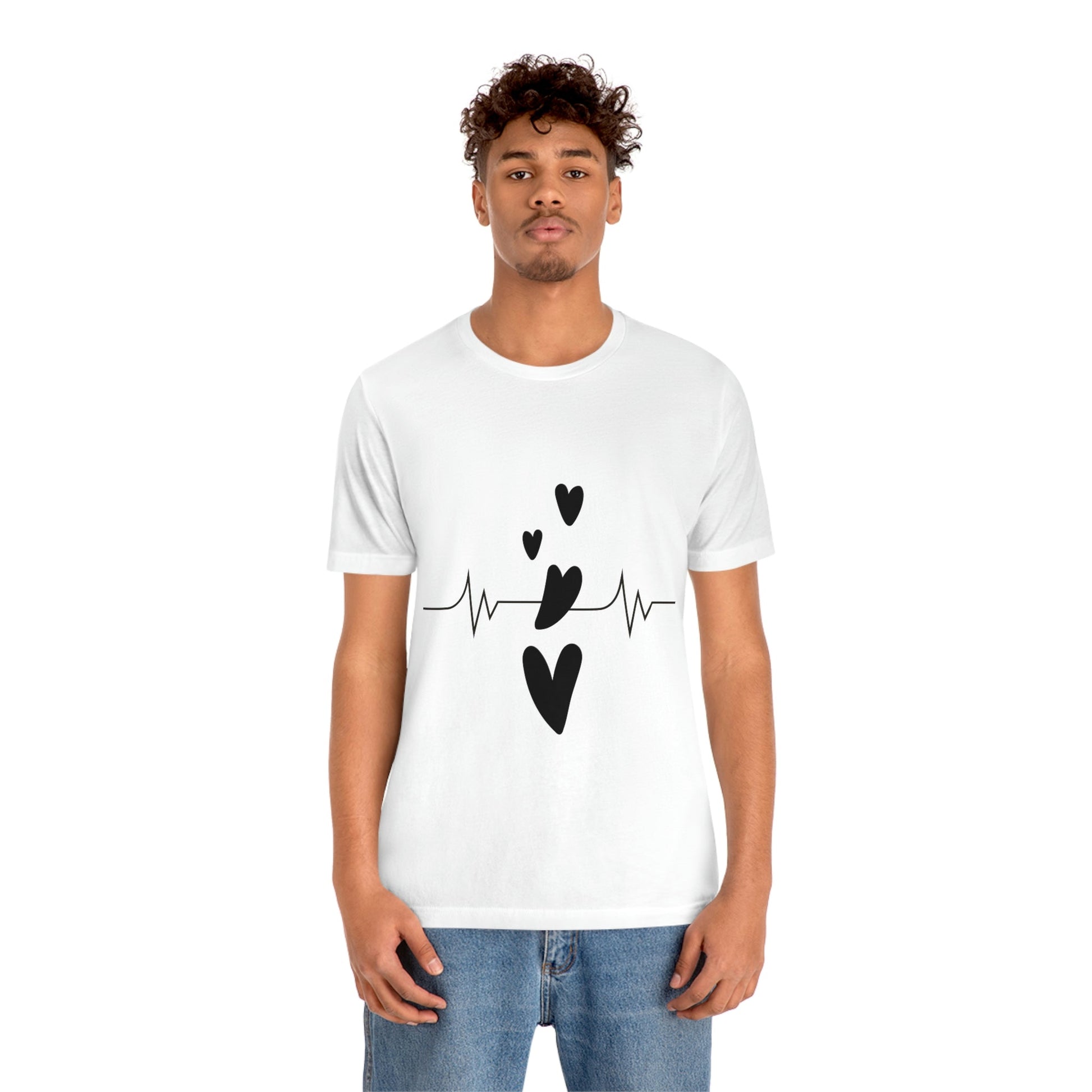 Heartbeat in Love Romantic Heart Unisex Jersey Short Sleeve T-Shirt Ichaku [Perfect Gifts Selection]