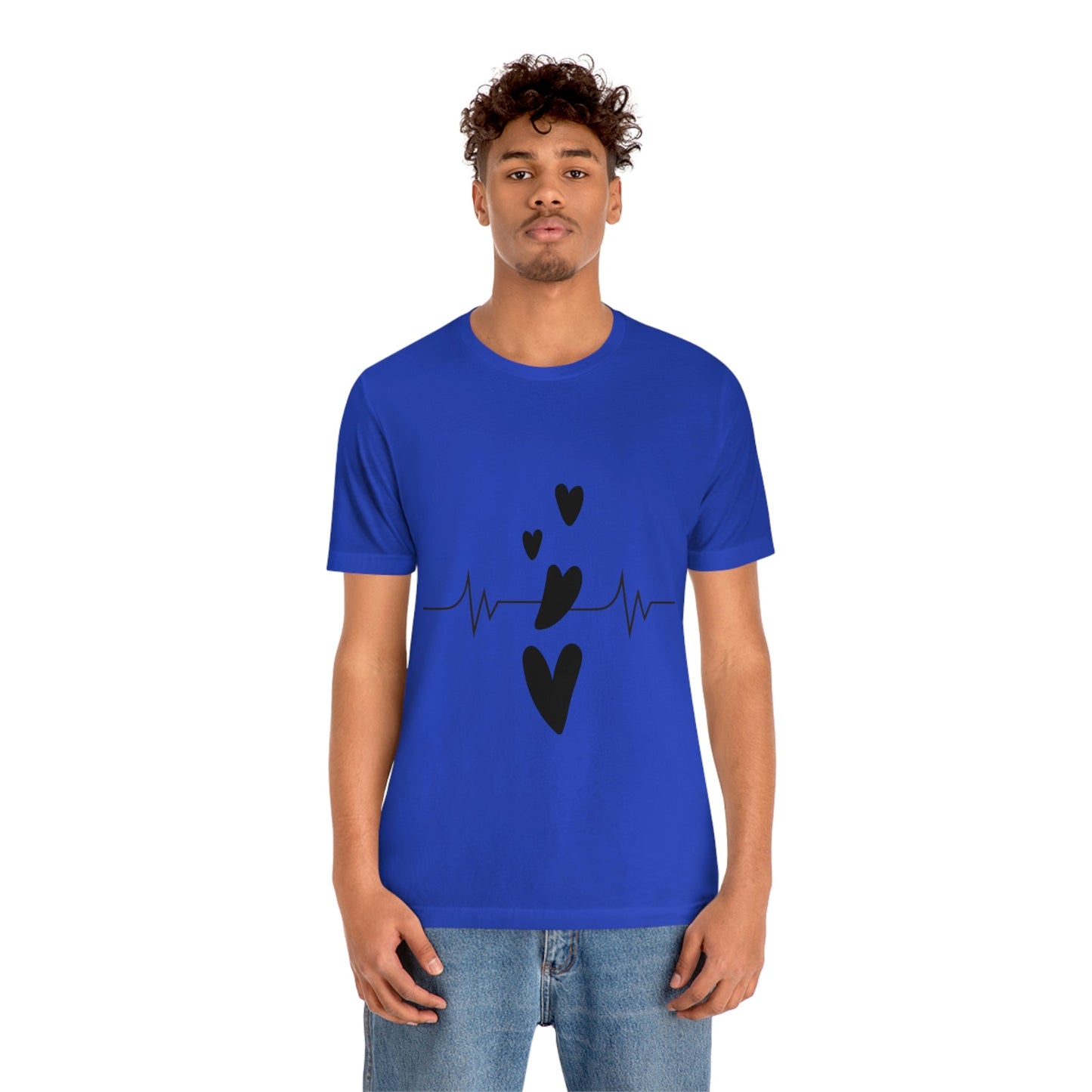 Heartbeat in Love Romantic Heart Unisex Jersey Short Sleeve T-Shirt Ichaku [Perfect Gifts Selection]