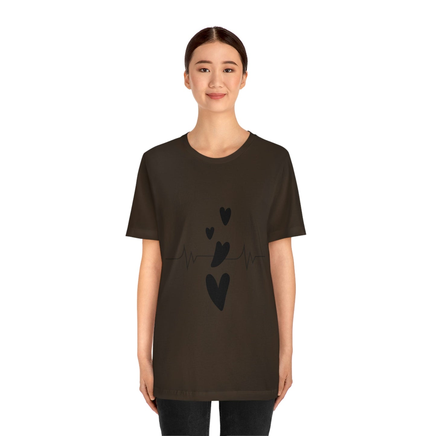 Heartbeat in Love Romantic Heart Unisex Jersey Short Sleeve T-Shirt Ichaku [Perfect Gifts Selection]