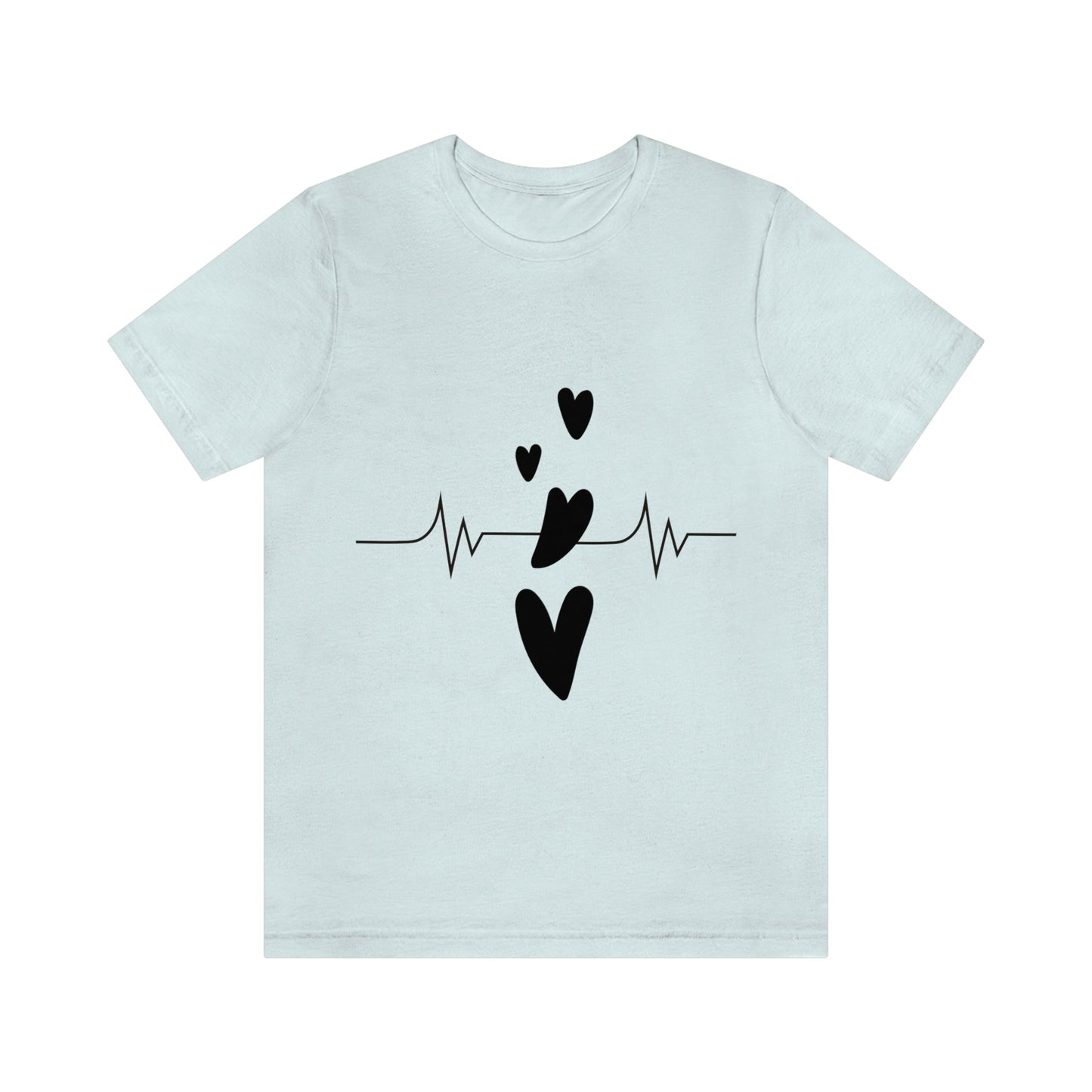 Heartbeat in Love Romantic Heart Unisex Jersey Short Sleeve T-Shirt Ichaku [Perfect Gifts Selection]