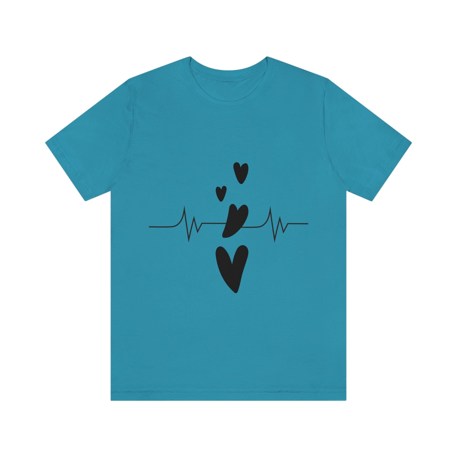 Heartbeat in Love Romantic Heart Unisex Jersey Short Sleeve T-Shirt Ichaku [Perfect Gifts Selection]