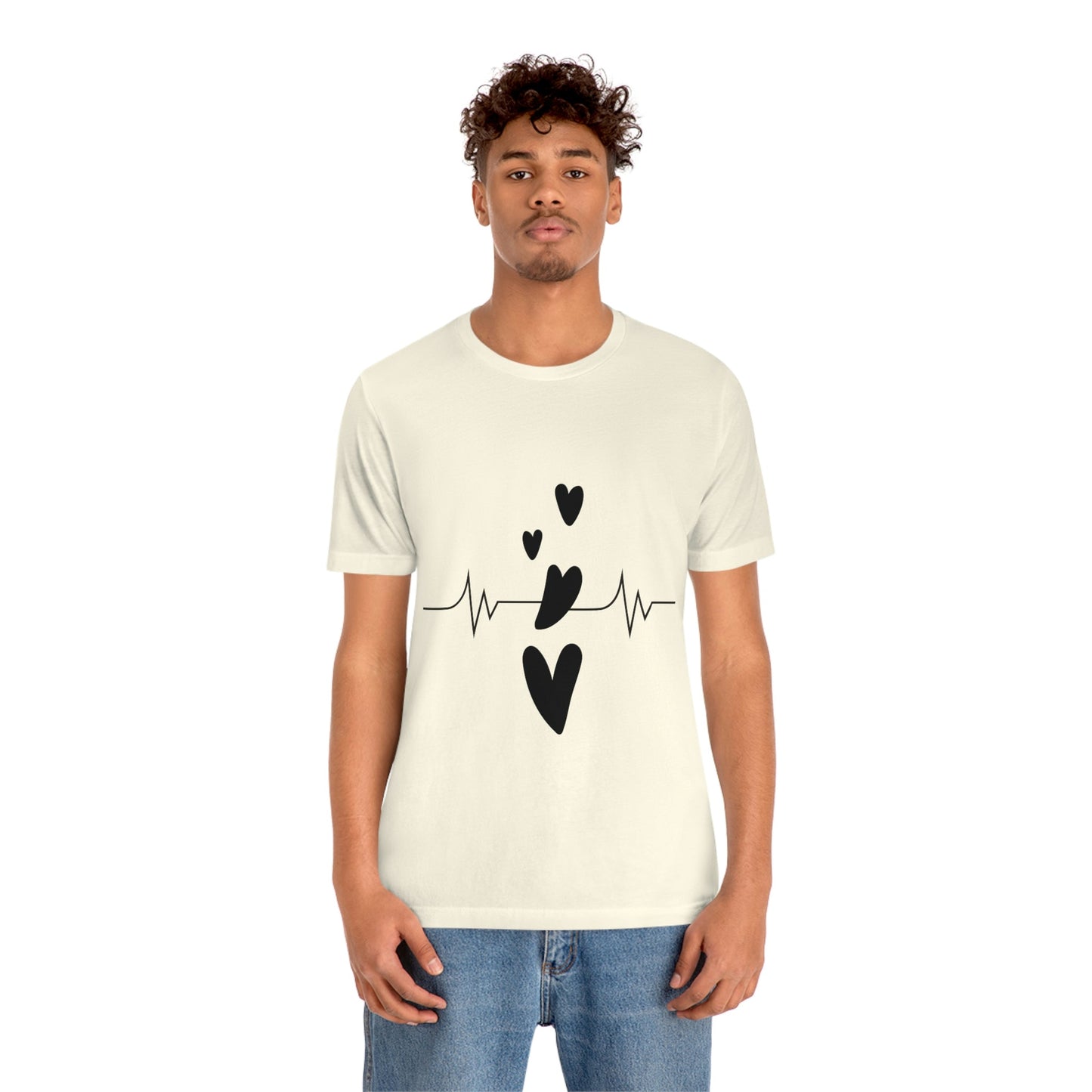 Heartbeat in Love Romantic Heart Unisex Jersey Short Sleeve T-Shirt Ichaku [Perfect Gifts Selection]