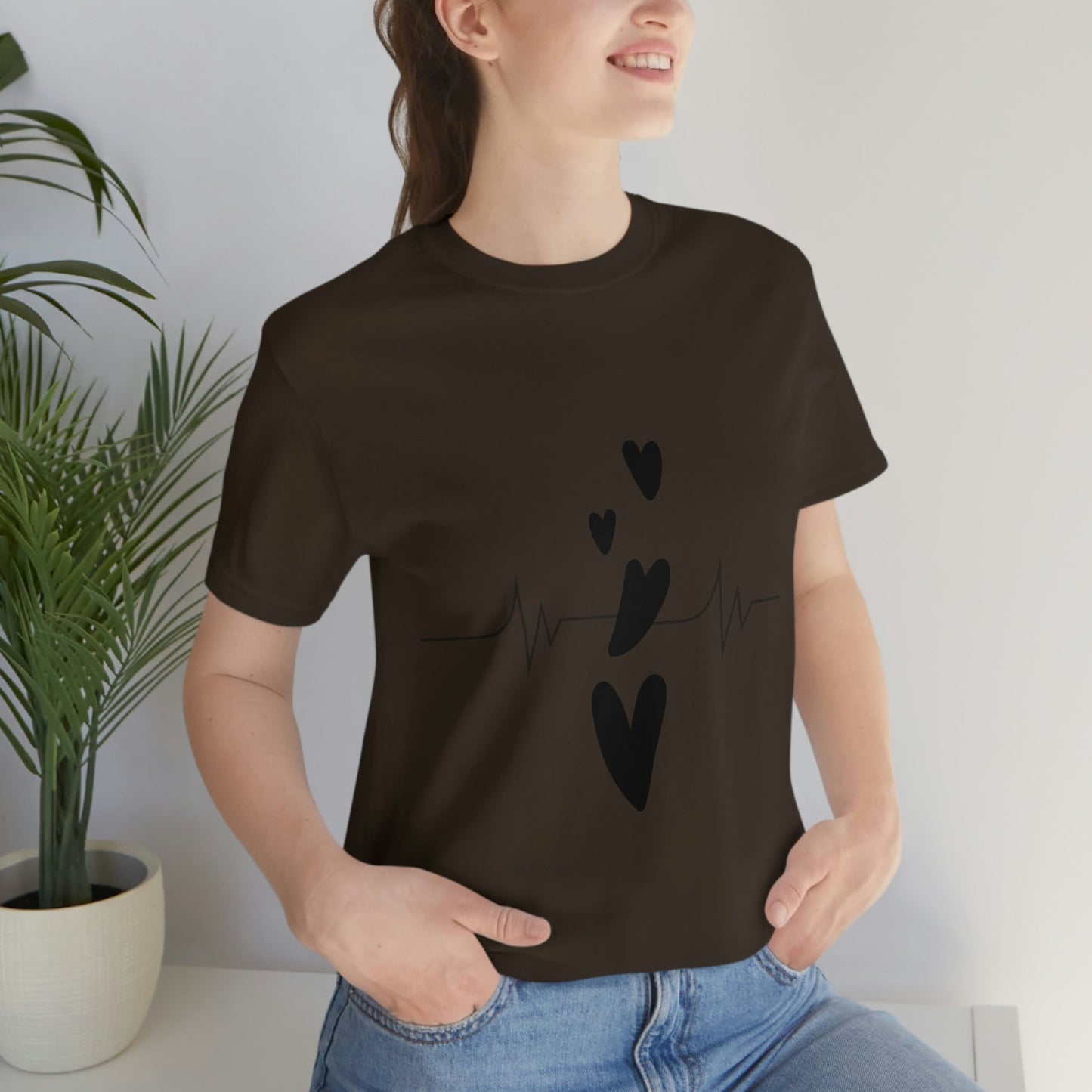 Heartbeat in Love Romantic Heart Unisex Jersey Short Sleeve T-Shirt Ichaku [Perfect Gifts Selection]