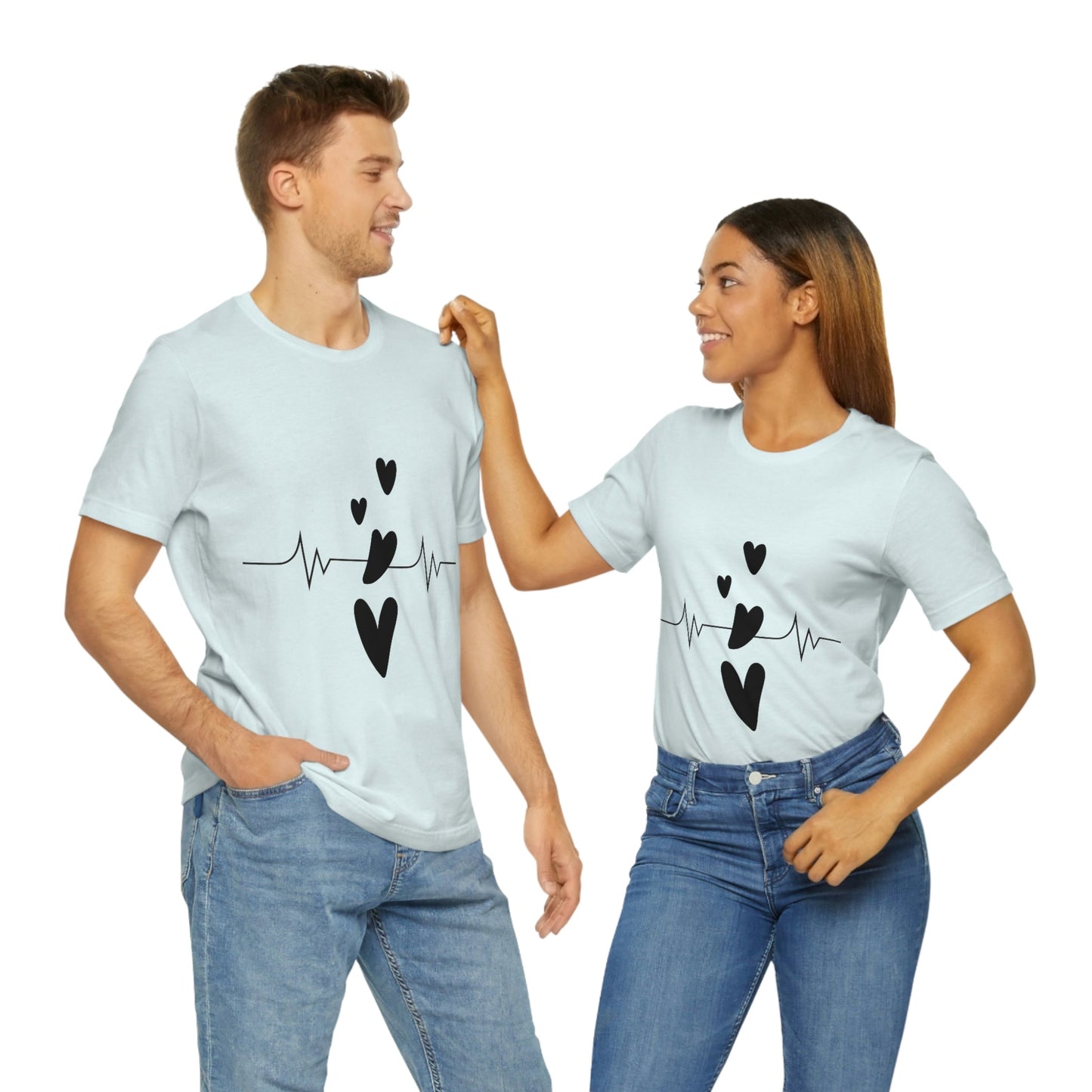 Heartbeat in Love Romantic Heart Unisex Jersey Short Sleeve T-Shirt Ichaku [Perfect Gifts Selection]