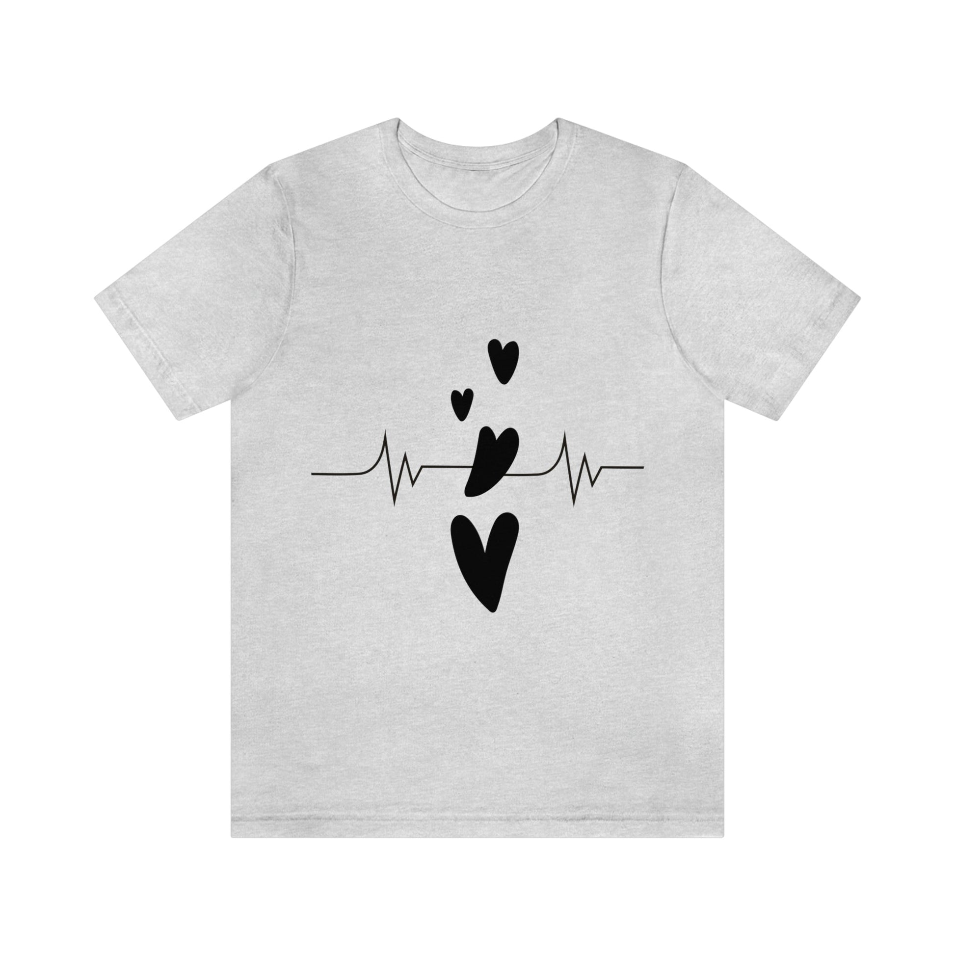Heartbeat in Love Romantic Heart Unisex Jersey Short Sleeve T-Shirt Ichaku [Perfect Gifts Selection]