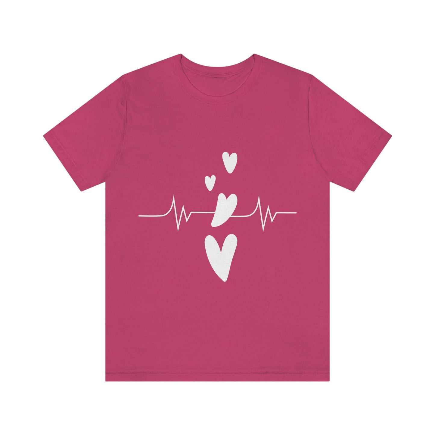 Heartbeat in Love Romantic Heart Unisex Jersey Short Sleeve T-Shirt Ichaku [Perfect Gifts Selection]