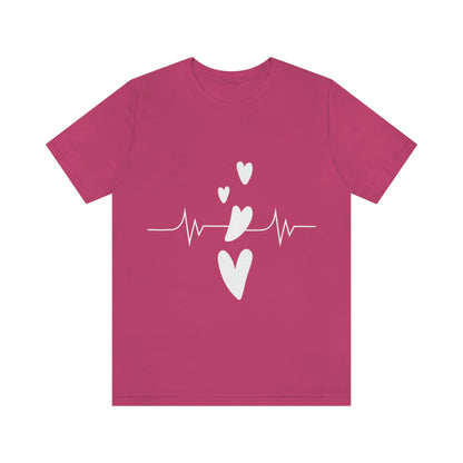 Heartbeat in Love Romantic Heart Unisex Jersey Short Sleeve T-Shirt Ichaku [Perfect Gifts Selection]