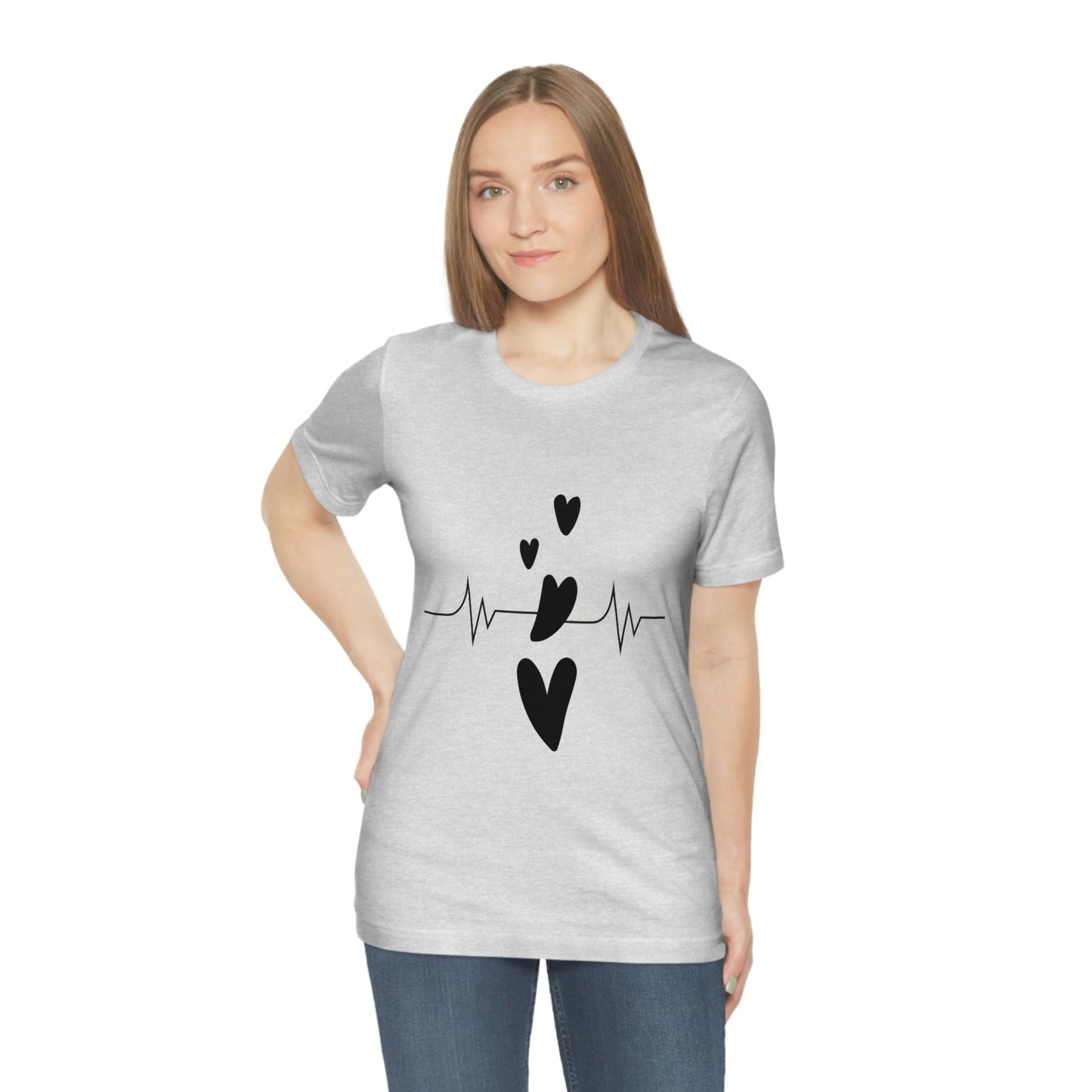 Heartbeat in Love Romantic Heart Unisex Jersey Short Sleeve T-Shirt Ichaku [Perfect Gifts Selection]