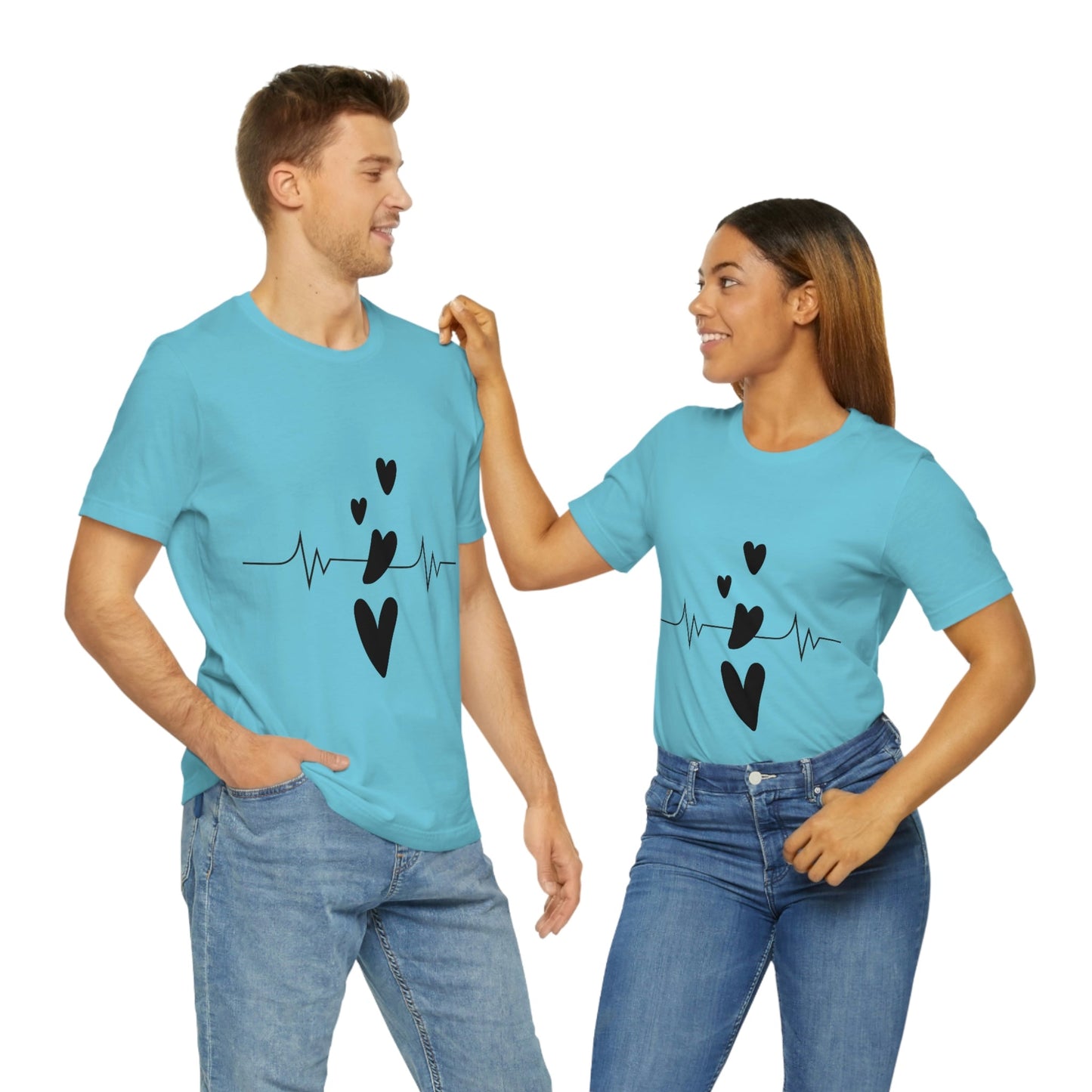 Heartbeat in Love Romantic Heart Unisex Jersey Short Sleeve T-Shirt Ichaku [Perfect Gifts Selection]