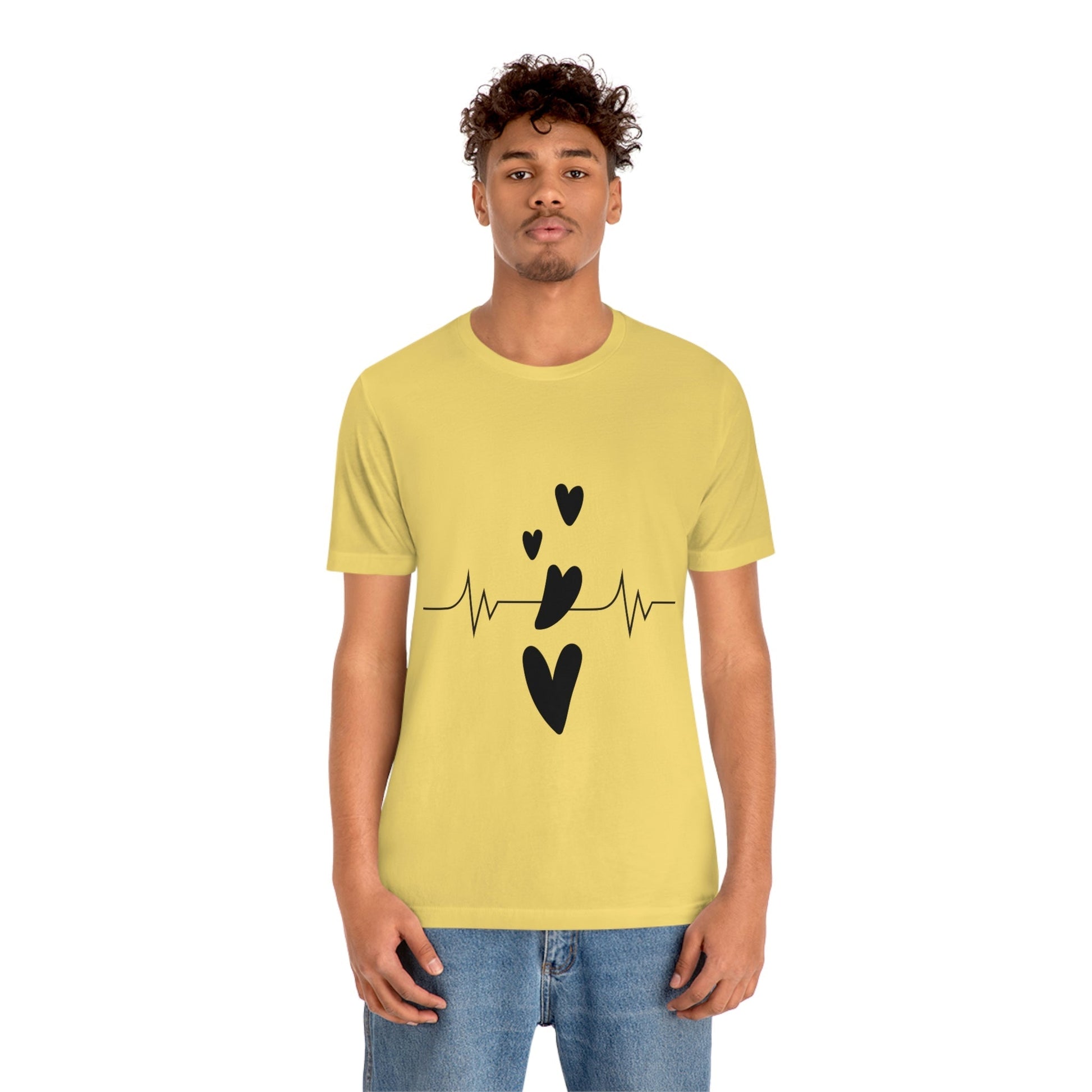 Heartbeat in Love Romantic Heart Unisex Jersey Short Sleeve T-Shirt Ichaku [Perfect Gifts Selection]