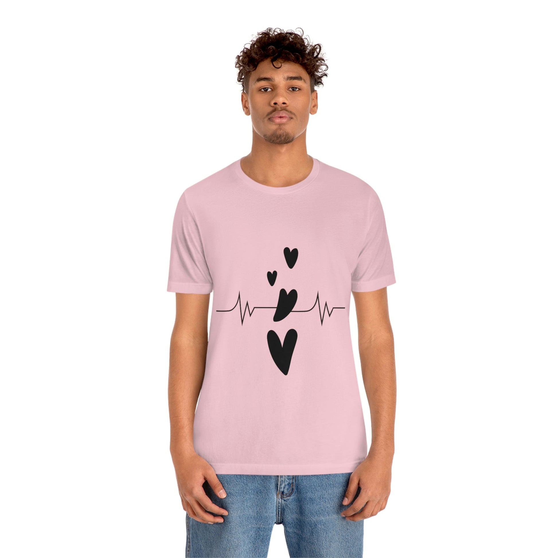 Heartbeat in Love Romantic Heart Unisex Jersey Short Sleeve T-Shirt Ichaku [Perfect Gifts Selection]