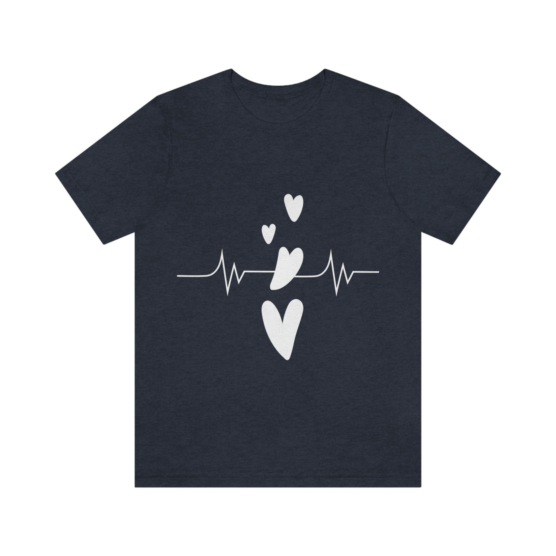 Heartbeat in Love Romantic Heart Unisex Jersey Short Sleeve T-Shirt Ichaku [Perfect Gifts Selection]