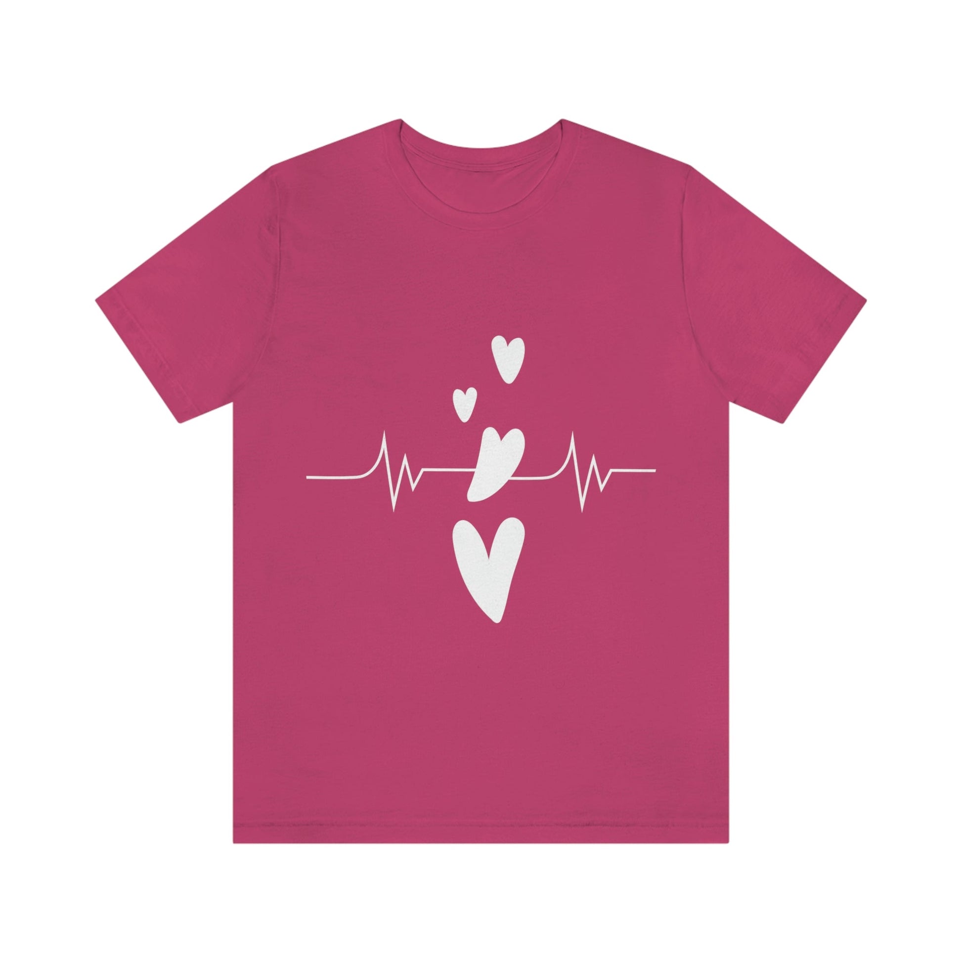 Heartbeat in Love Romantic Heart Unisex Jersey Short Sleeve T-Shirt Ichaku [Perfect Gifts Selection]