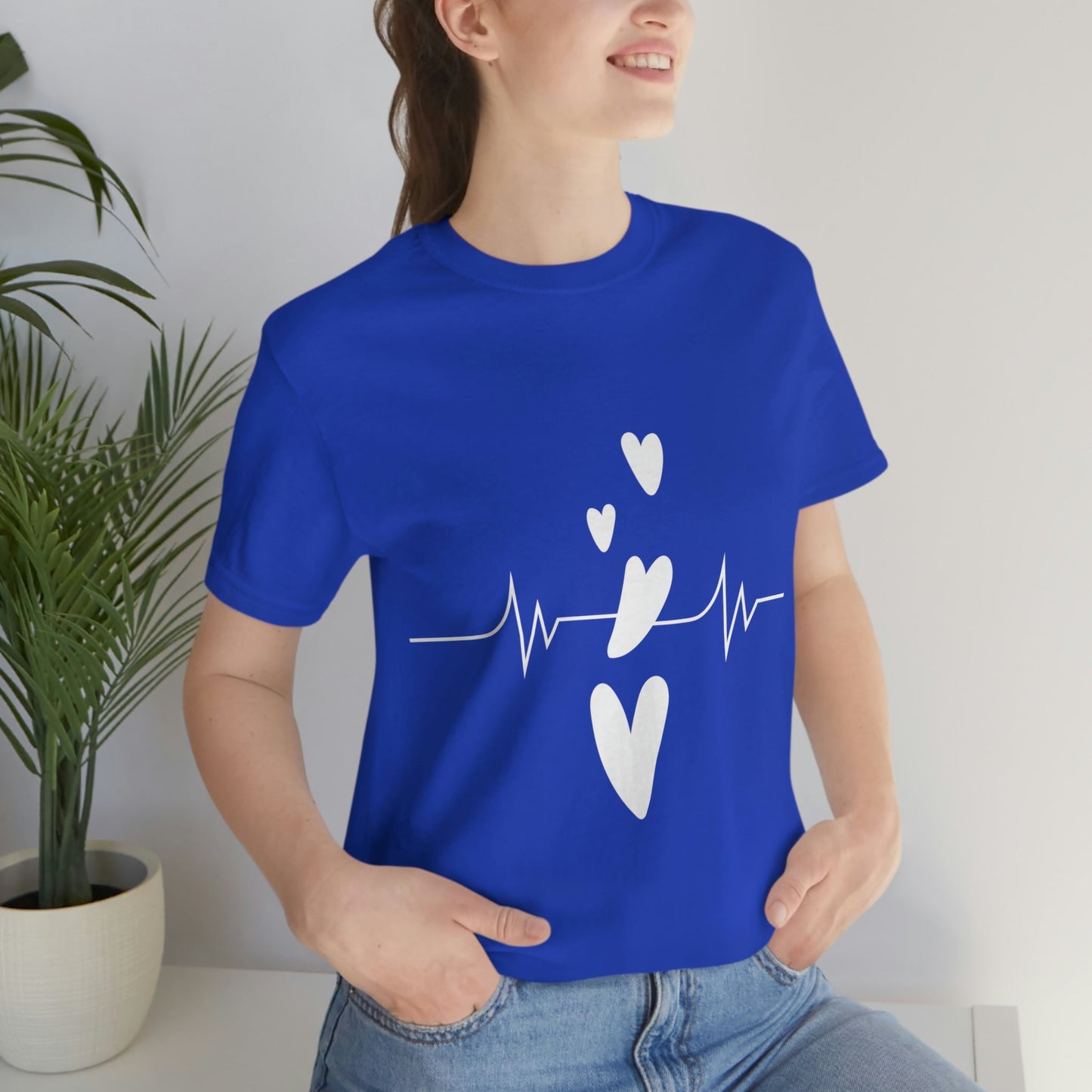 Heartbeat in Love Romantic Heart Unisex Jersey Short Sleeve T-Shirt Ichaku [Perfect Gifts Selection]