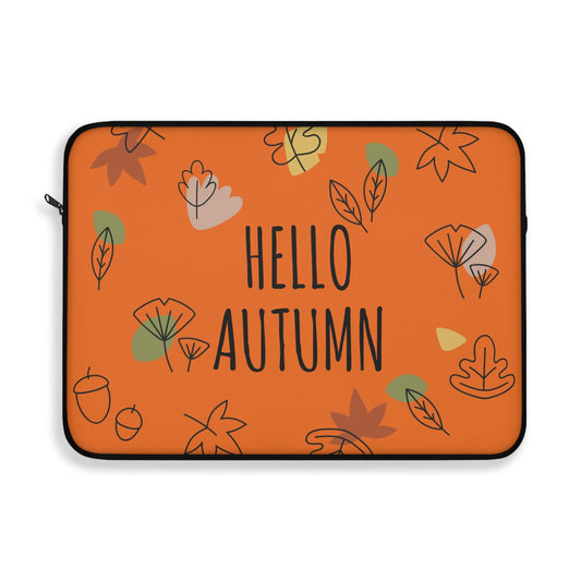 Hello Autumn Minimal Natural Graphic Laptop Sleeve Ichaku [Perfect Gifts Selection]