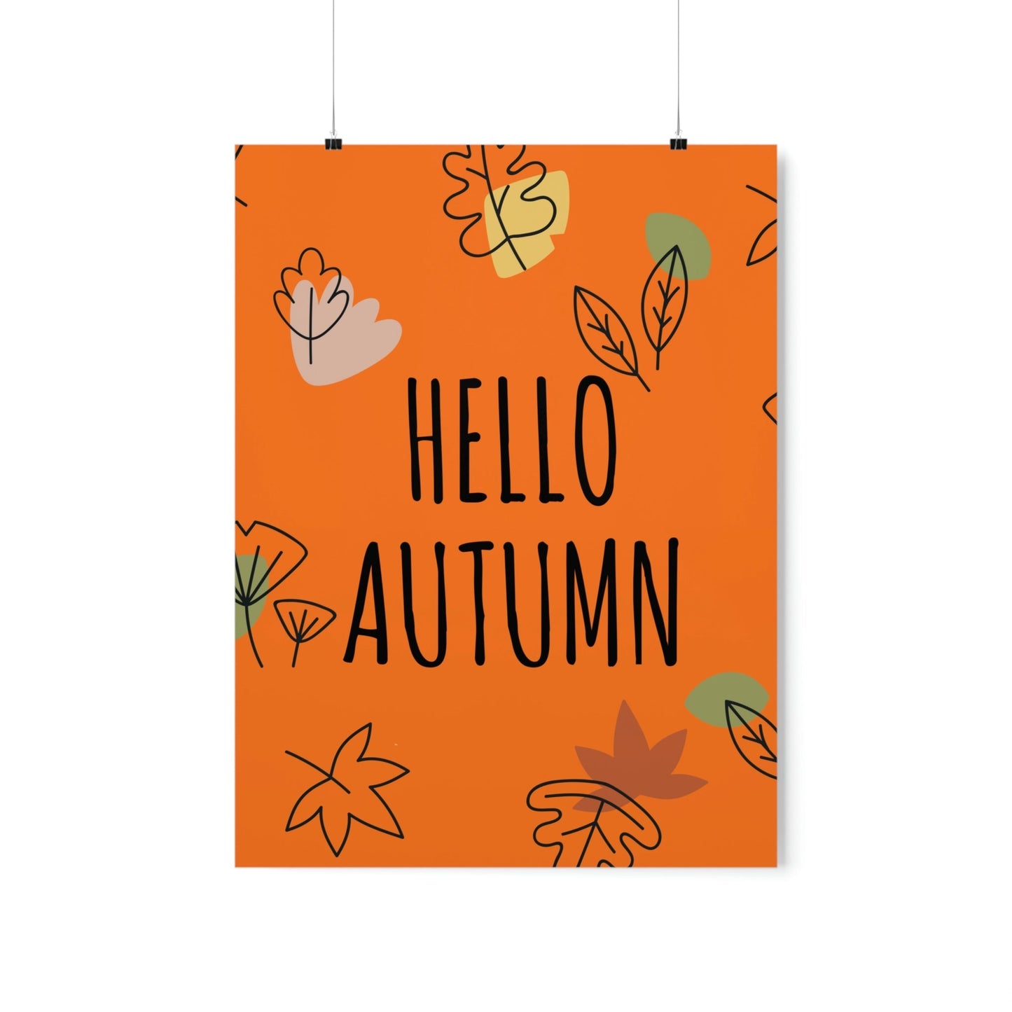 Hello Autumn Minimal Natural Graphic Minimalist Premium Matte Vertical Posters Ichaku [Perfect Gifts Selection]