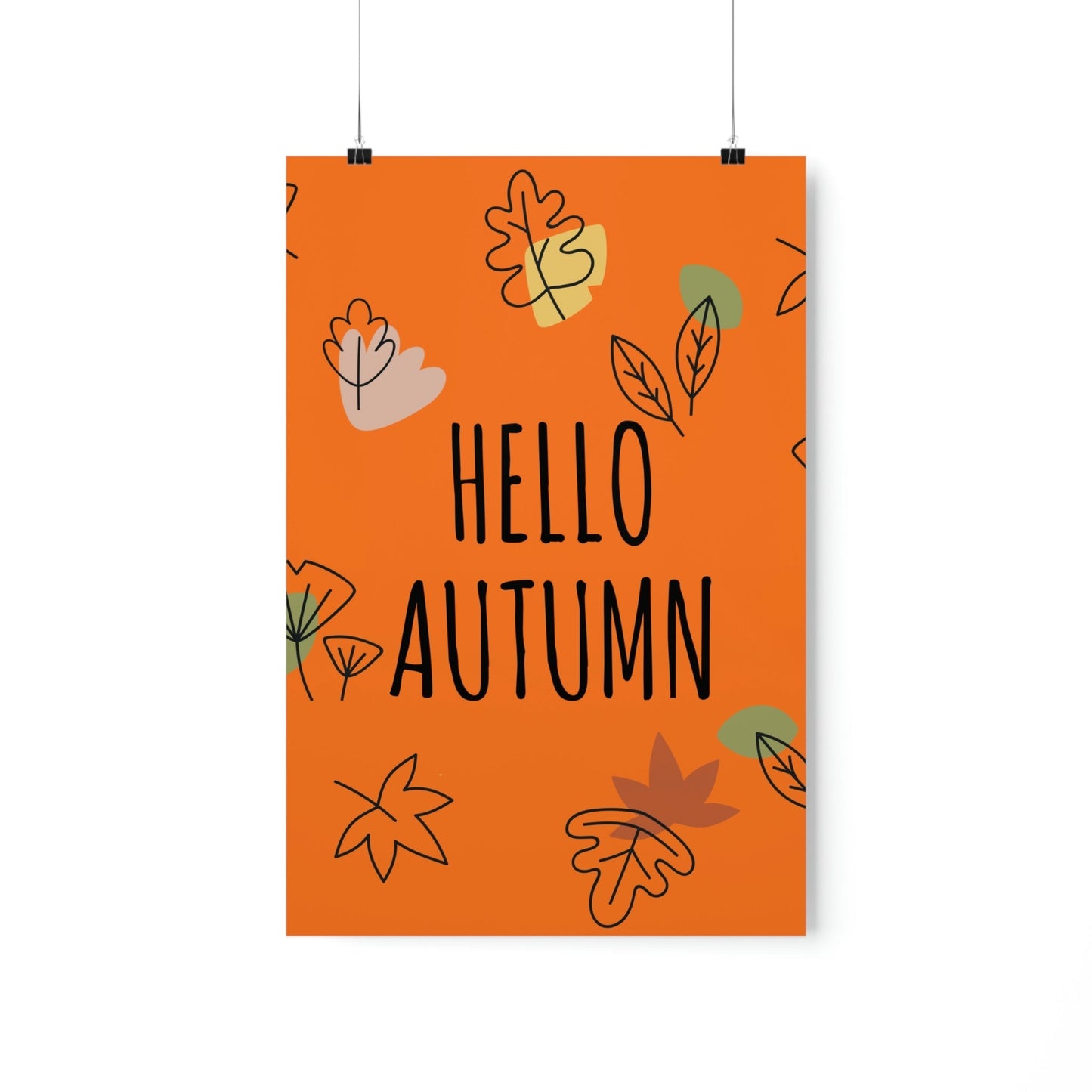 Hello Autumn Minimal Natural Graphic Minimalist Premium Matte Vertical Posters Ichaku [Perfect Gifts Selection]