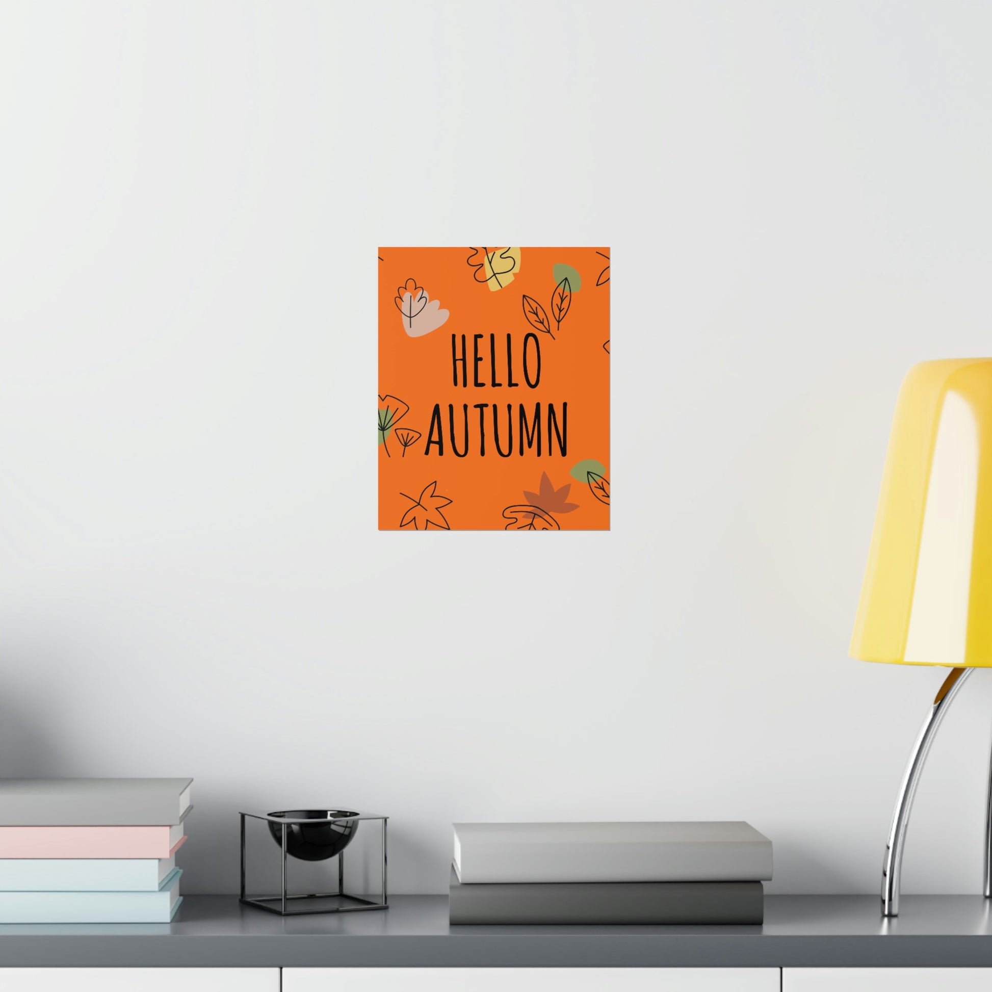 Hello Autumn Minimal Natural Graphic Minimalist Premium Matte Vertical Posters Ichaku [Perfect Gifts Selection]