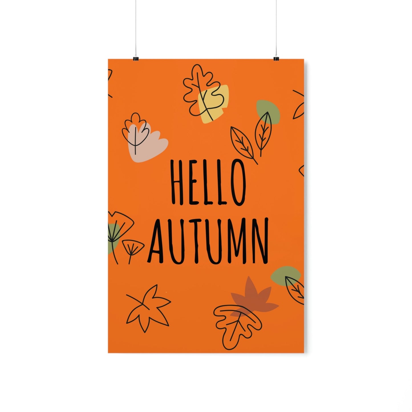 Hello Autumn Minimal Natural Graphic Minimalist Premium Matte Vertical Posters Ichaku [Perfect Gifts Selection]