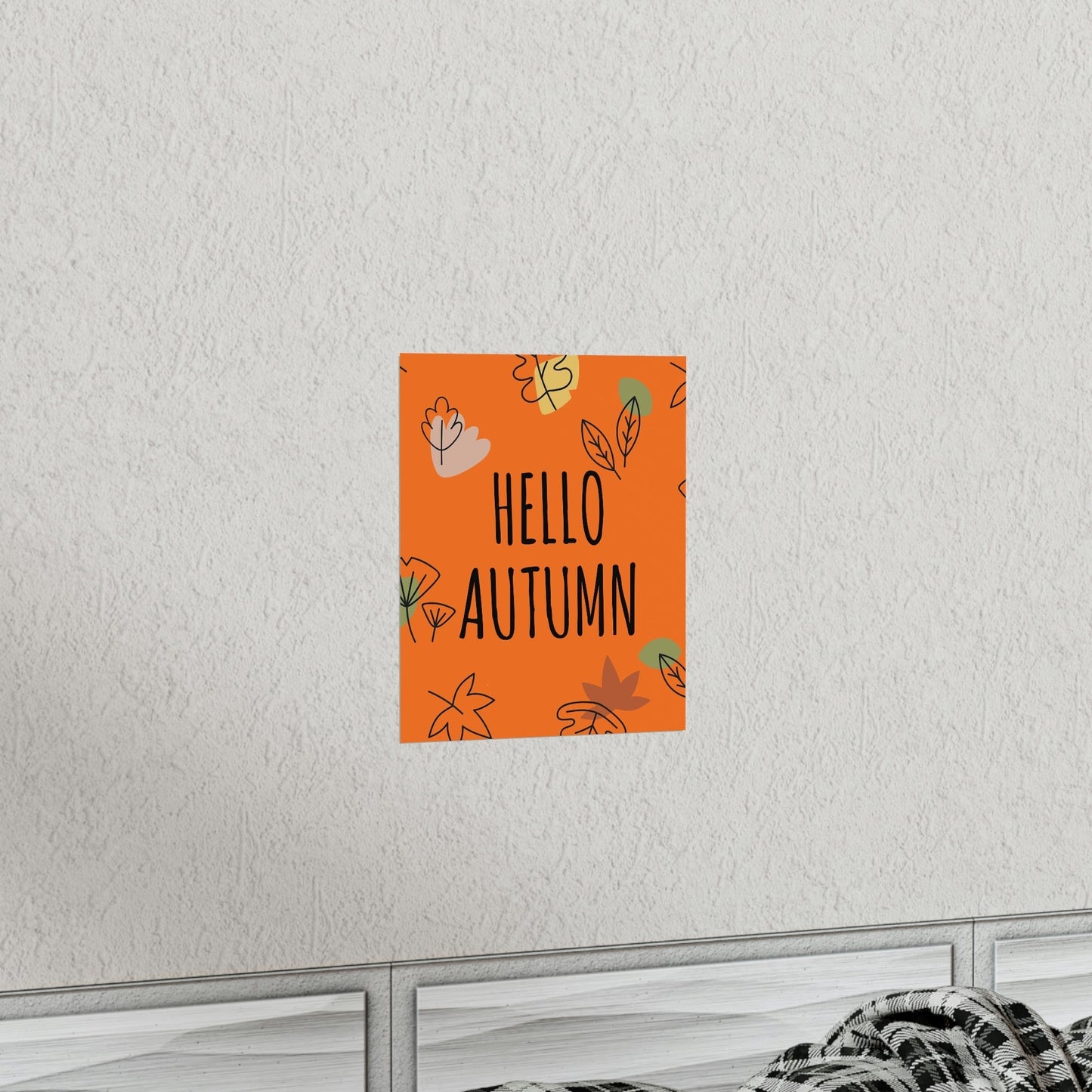 Hello Autumn Minimal Natural Graphic Minimalist Premium Matte Vertical Posters Ichaku [Perfect Gifts Selection]