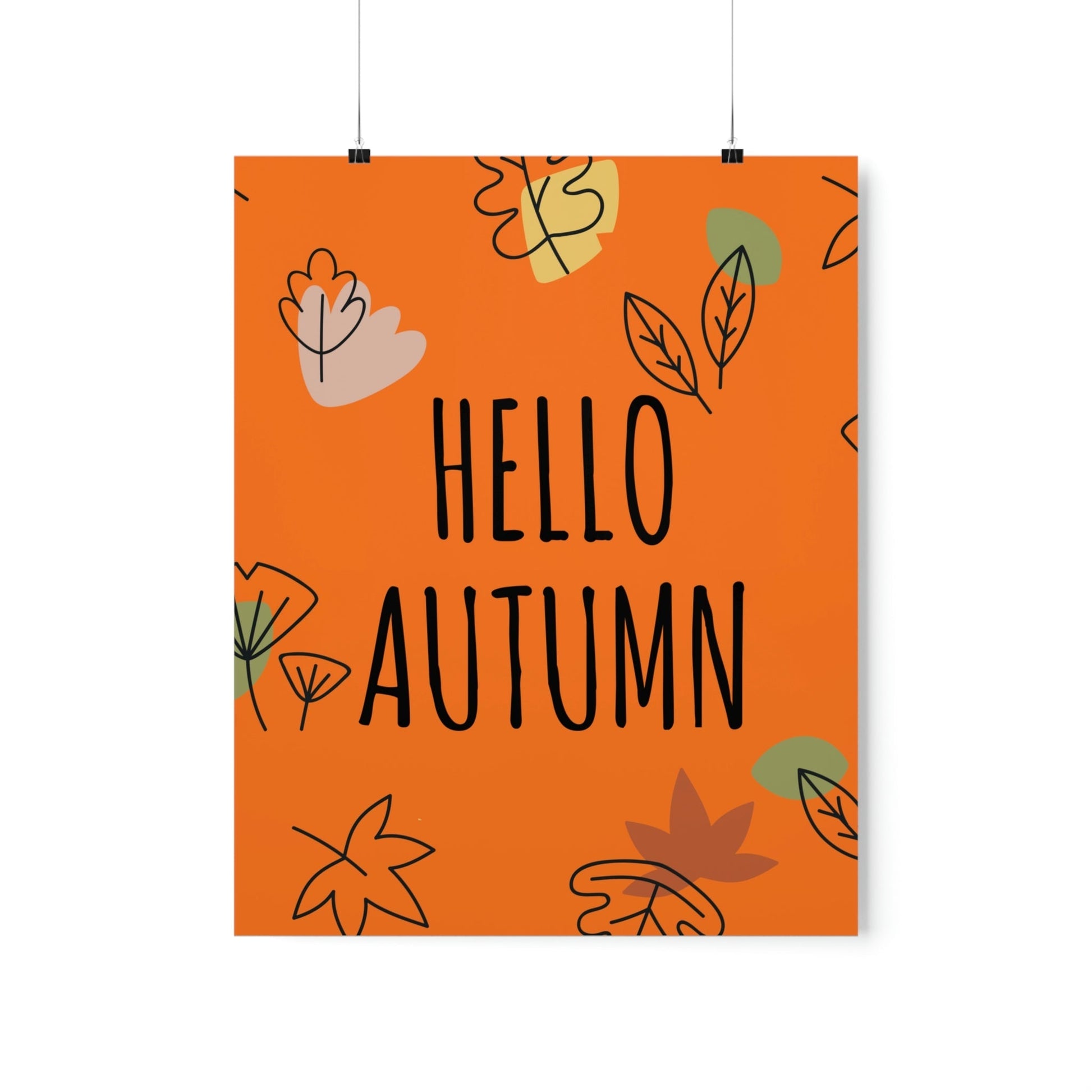 Hello Autumn Minimal Natural Graphic Minimalist Premium Matte Vertical Posters Ichaku [Perfect Gifts Selection]