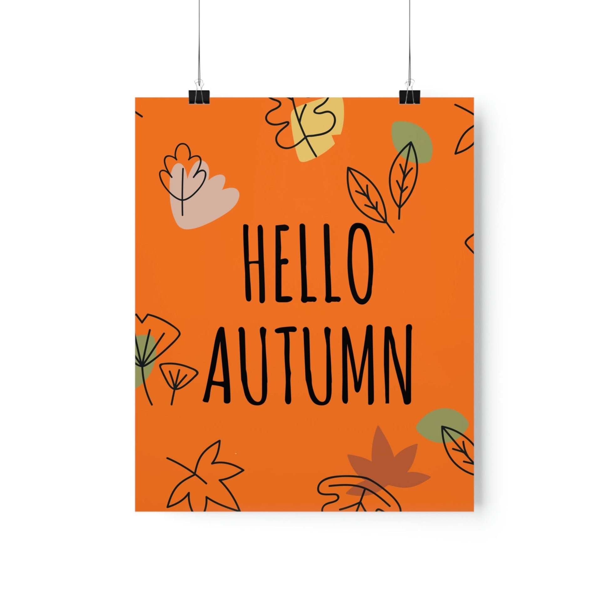 Hello Autumn Minimal Natural Graphic Minimalist Premium Matte Vertical Posters Ichaku [Perfect Gifts Selection]