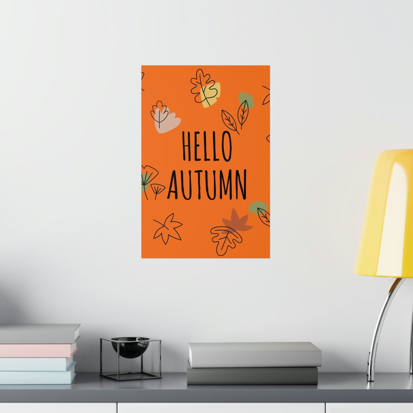 Hello Autumn Minimal Natural Graphic Minimalist Premium Matte Vertical Posters Ichaku [Perfect Gifts Selection]