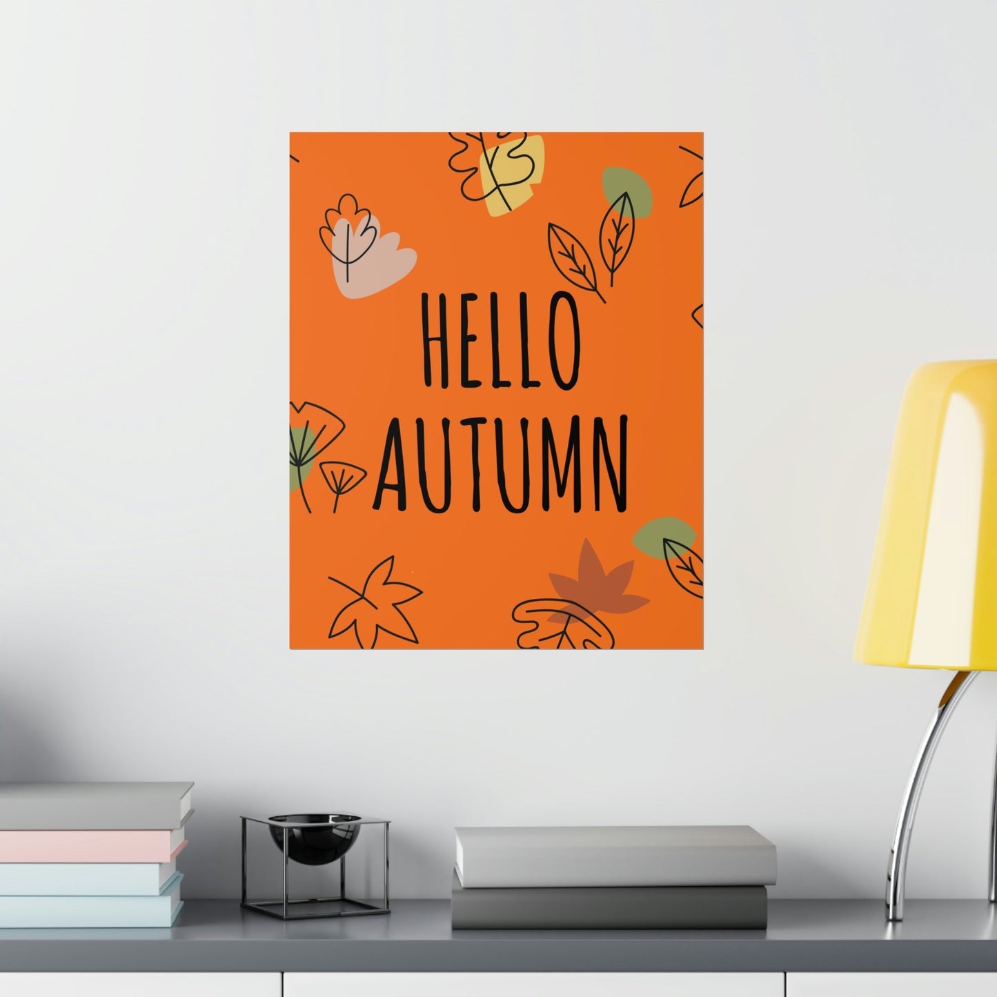 Hello Autumn Minimal Natural Graphic Minimalist Premium Matte Vertical Posters Ichaku [Perfect Gifts Selection]